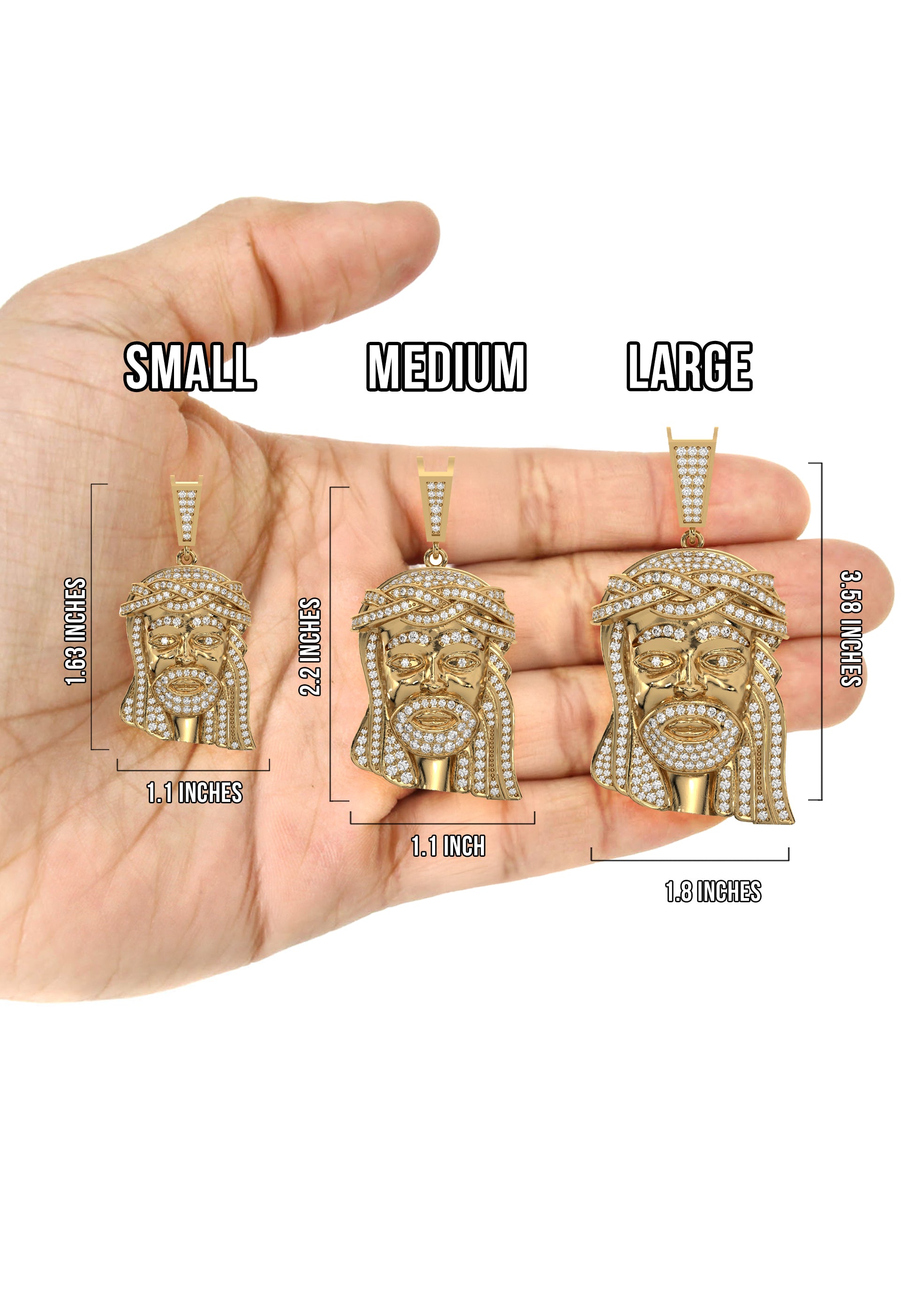 Men's Yellow Gold VVS Lab Grown Diamond Customizable Jesus Necklace Pe