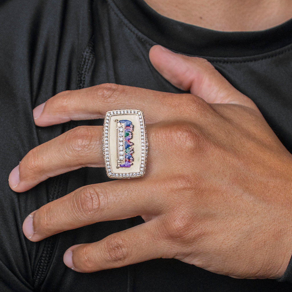 Anello Da Uomo In Oro Giallo Massiccio 10K Con Taglio A Diamante, Grande, Raffigurante L'Ultima Cena. Vero Oro Giallo Massiccio 10K, Bianco - Italia - Foto 5