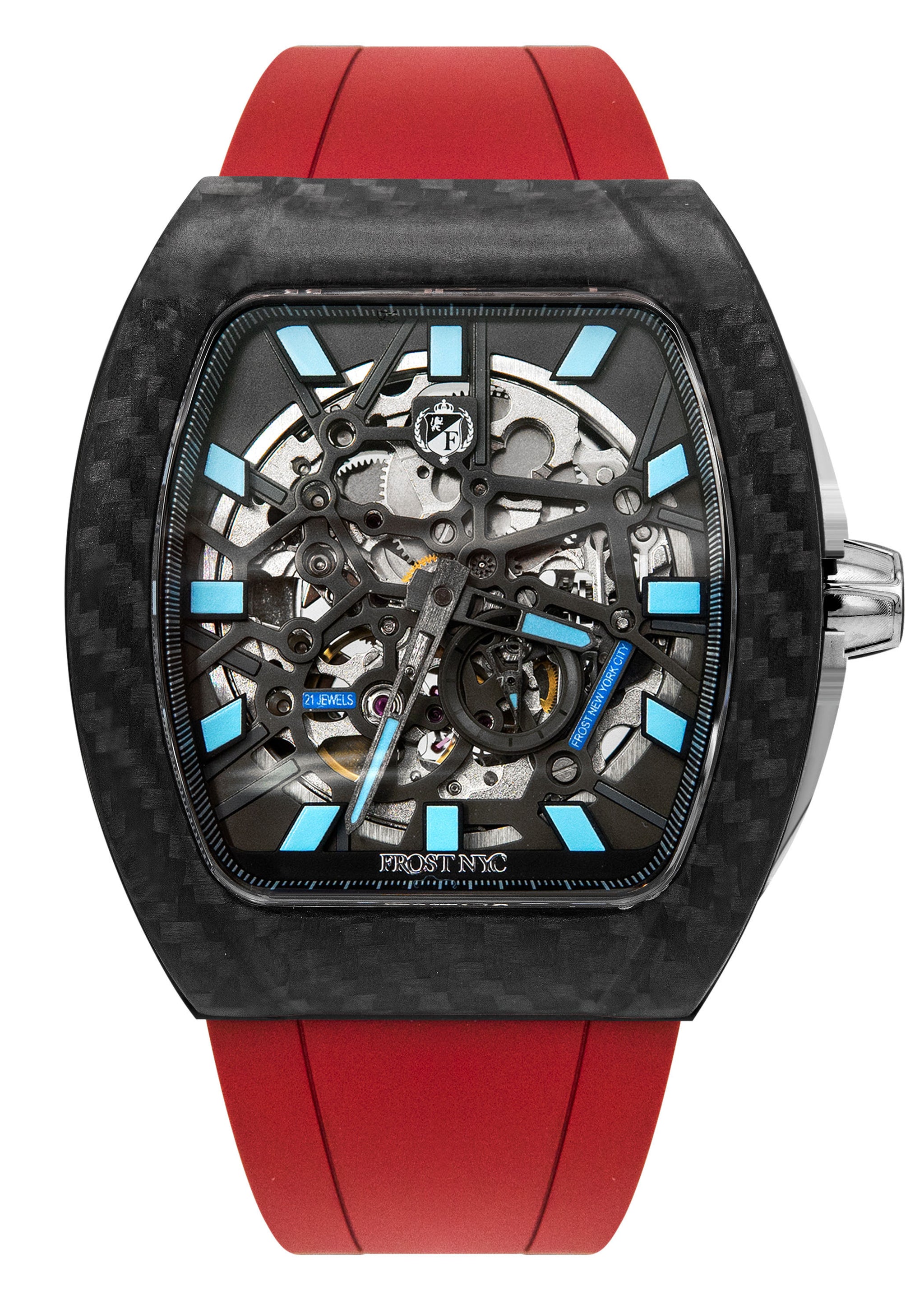 Roen スカル ラインストーン フードベスト Frost NYC Mens Watch - Automatic Skeleton Carbon Fiber Sport Watch | F