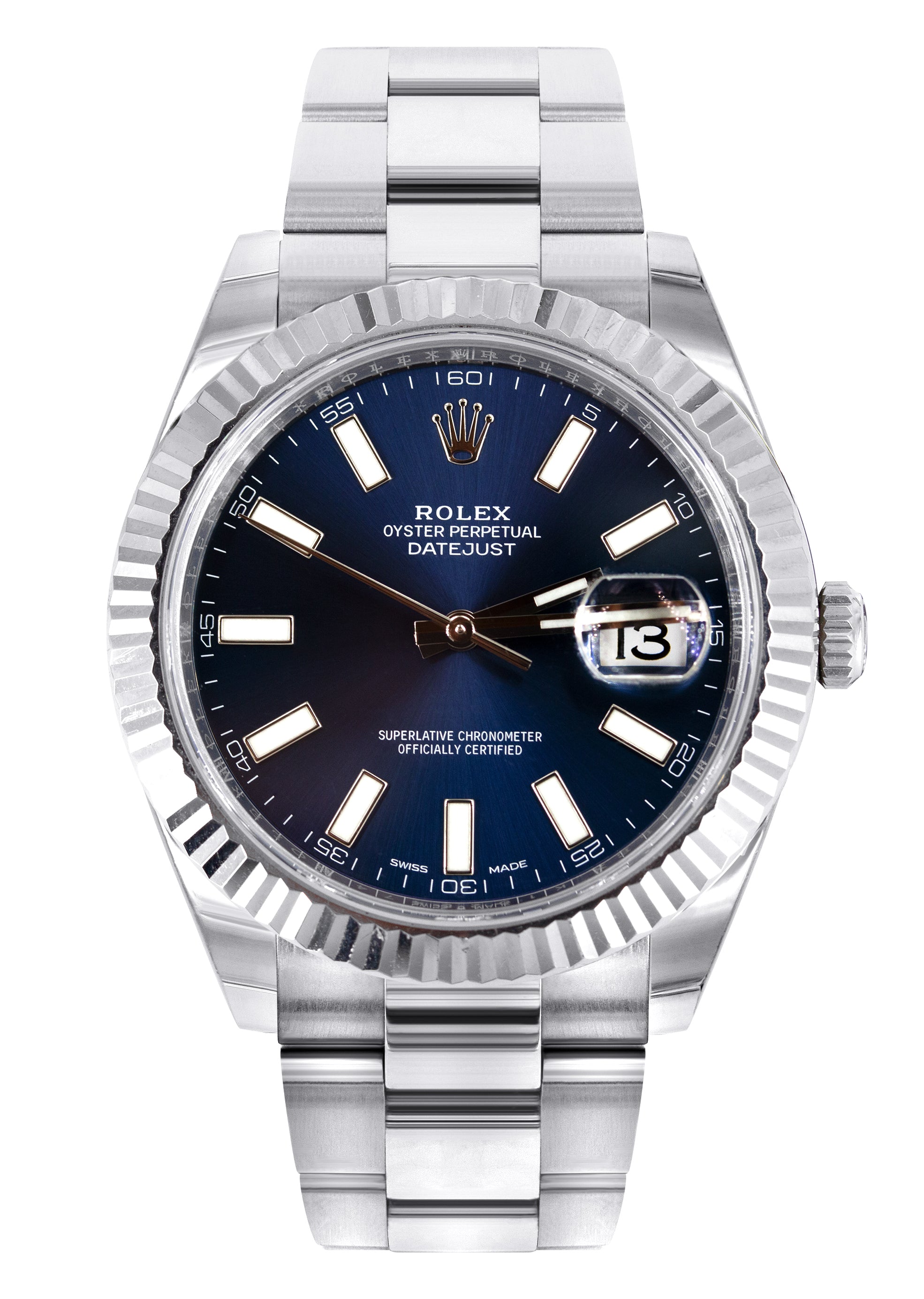 ROLEX DATEJUST 41 MM | OYSTER BAND | STEEL WATCH | BLUE STICK DIAL | 1