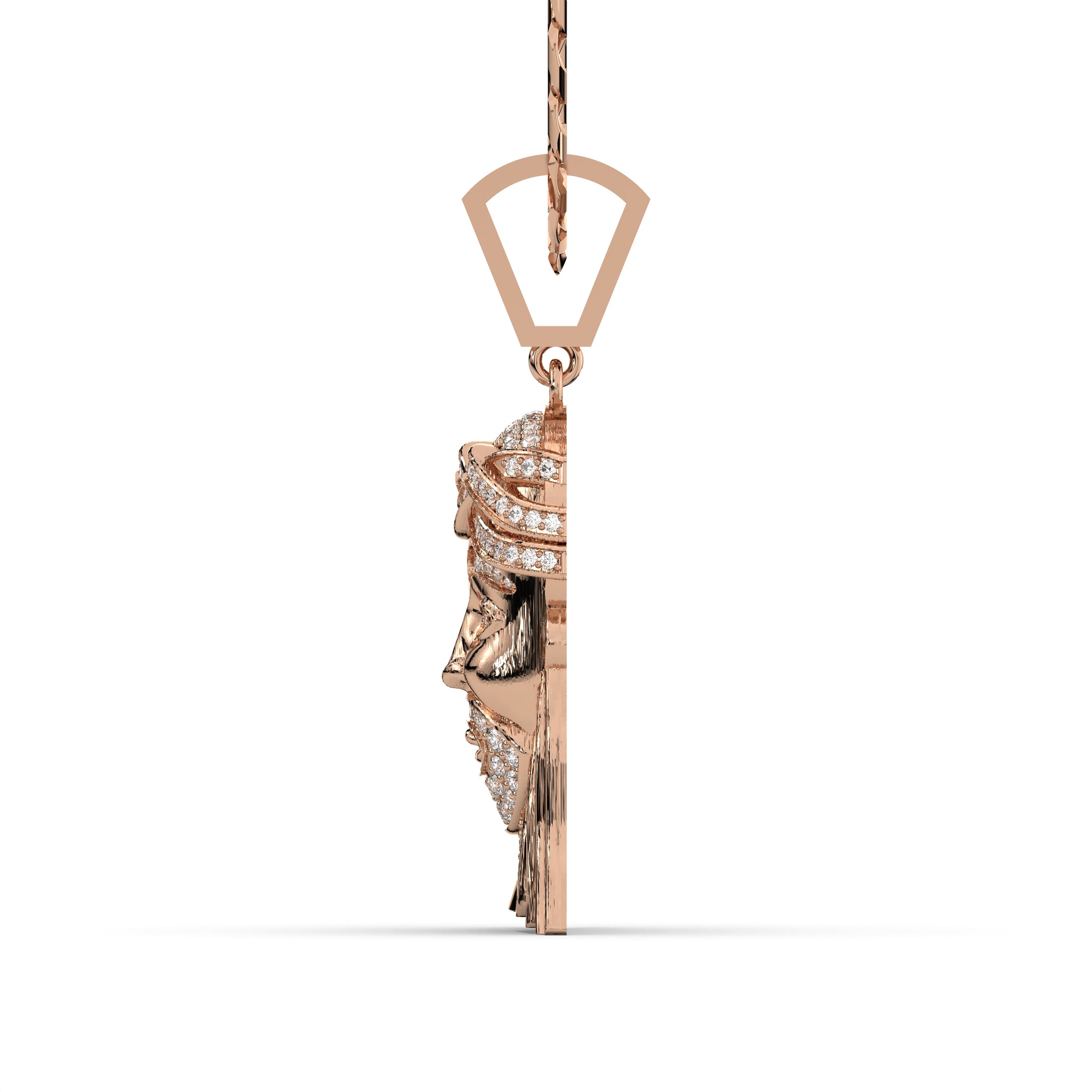 Men's Rose Gold VVS Lab Grown Diamond Customizable Jesus Necklace Pend