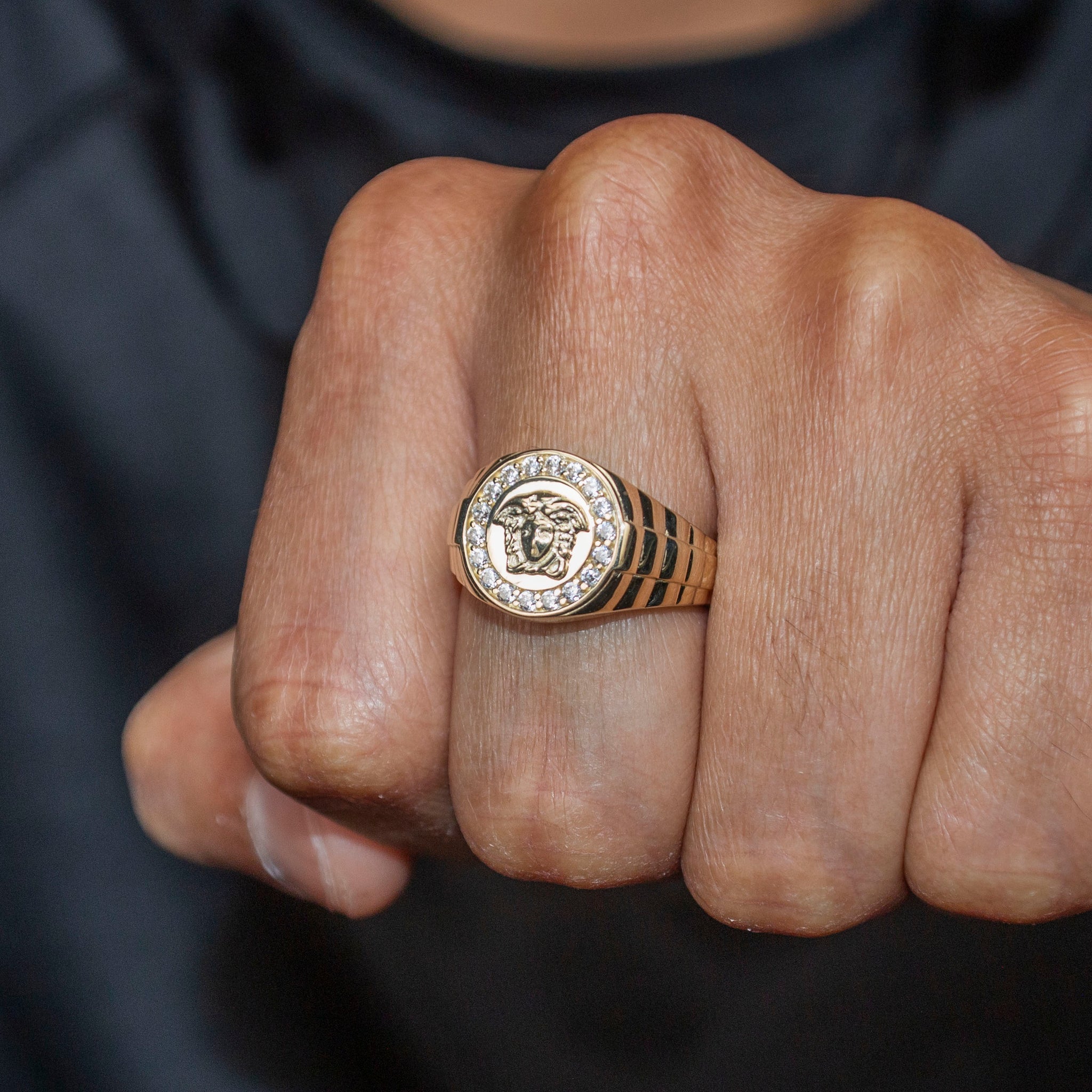 10K Gold Cz Medusa Ring For Men Grams