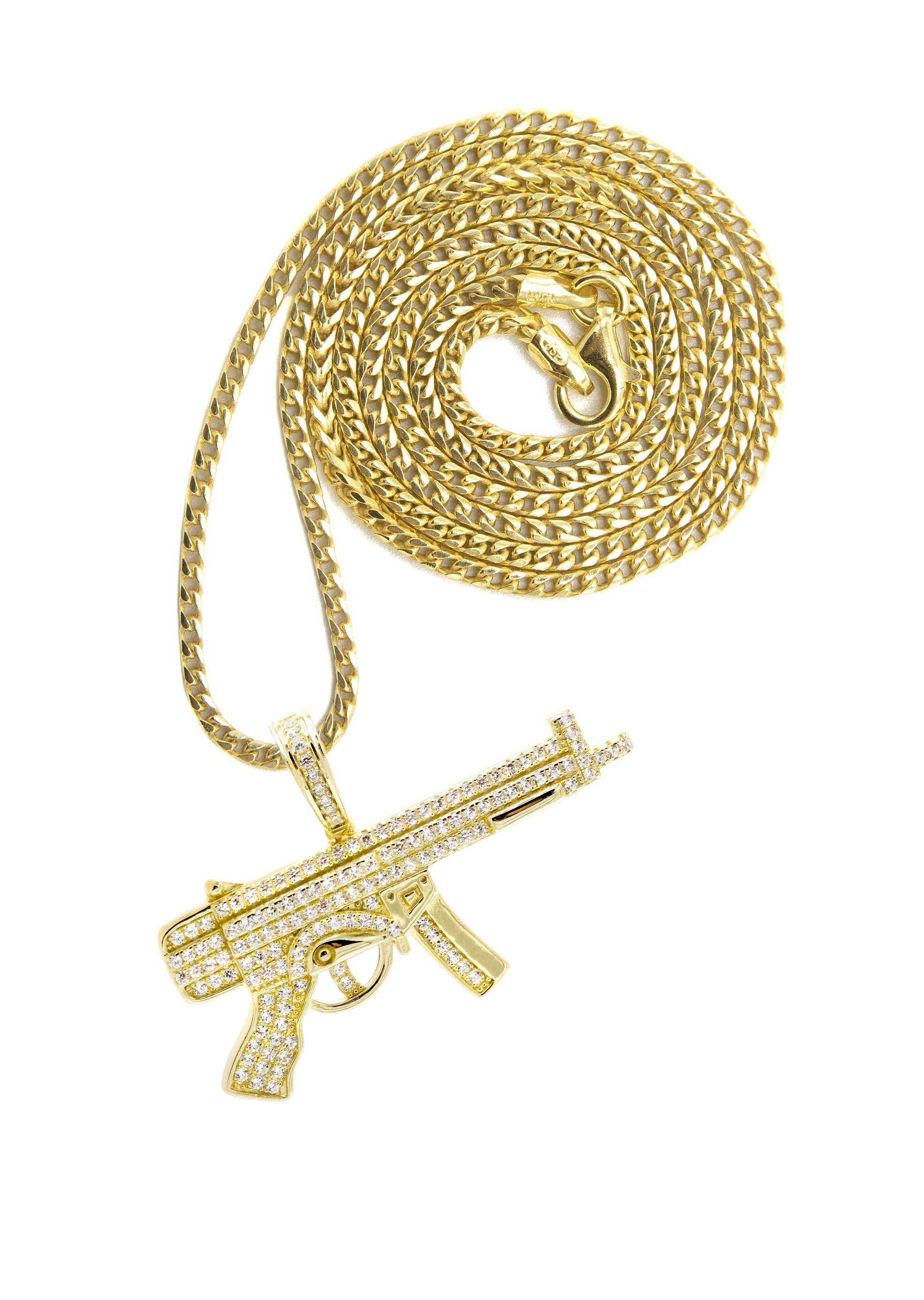 Silver Necklace Gold Gun Necklace 15 Grams - Main Image