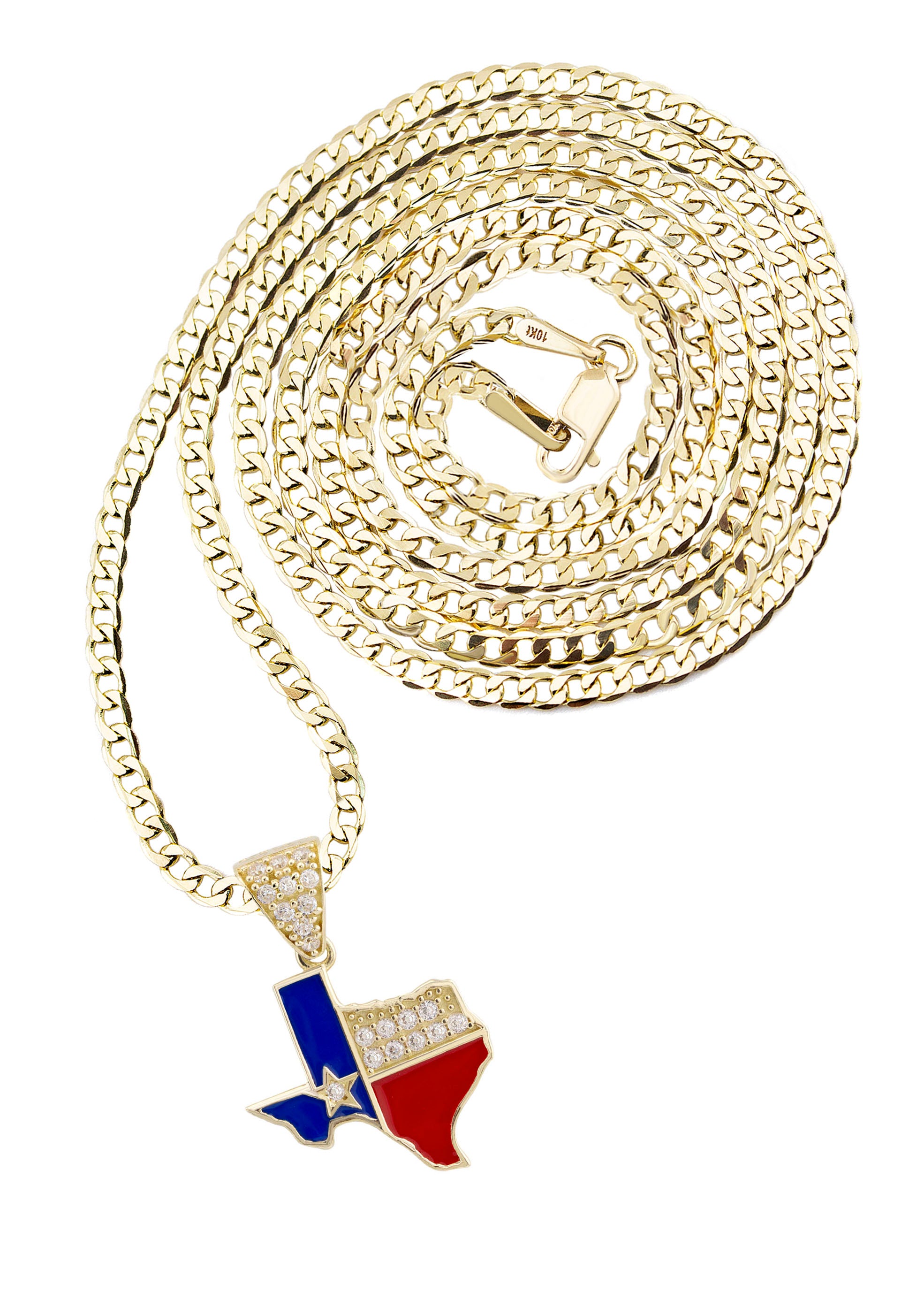 She is Legend ネックレス ヘブバンExtreme Flag 10K Yellow Gold Texas Flag Necklace | Appx. 1.3 - 5.3 Grams