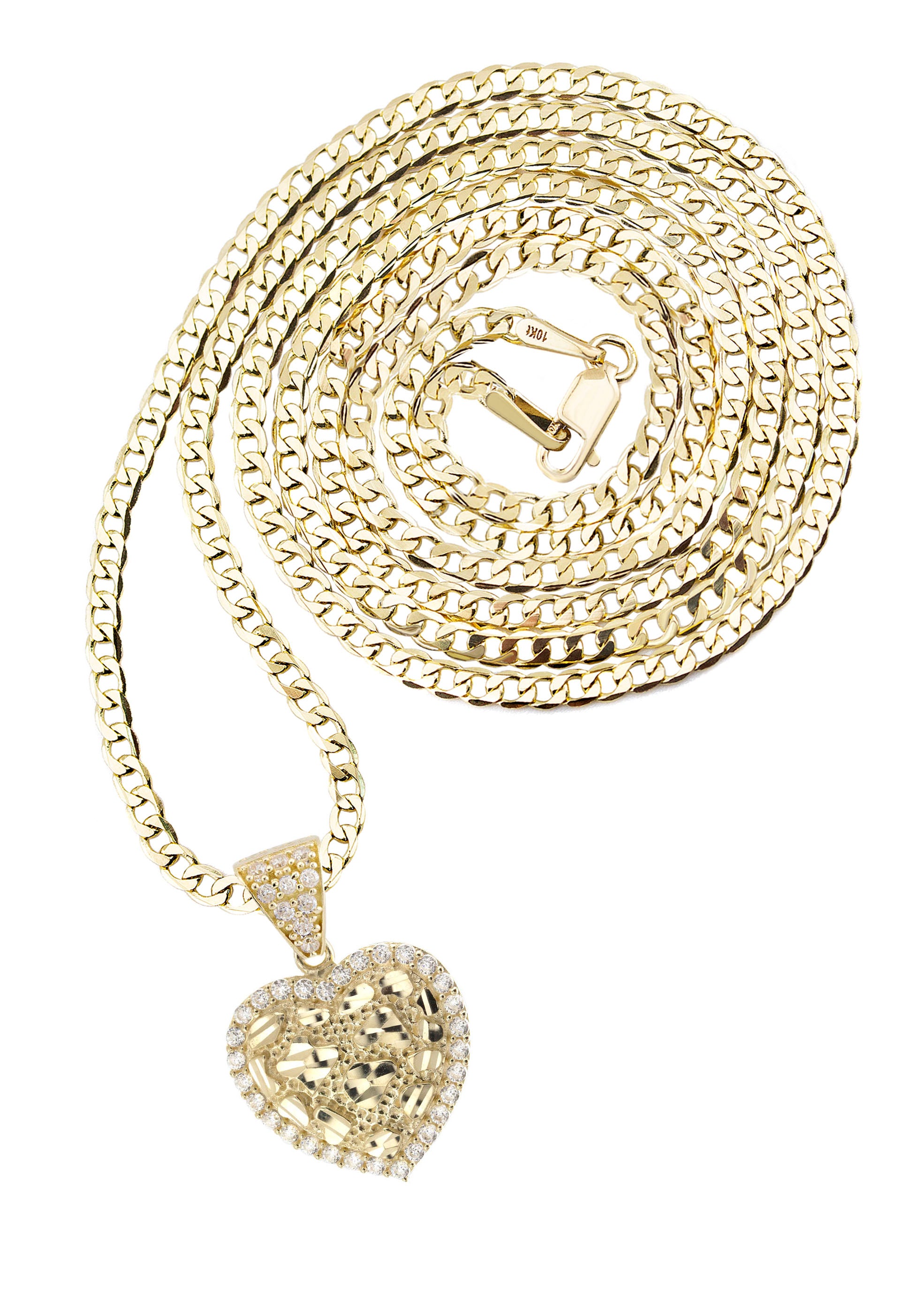10K Yellow Gold Heart Nugget Necklace | Appx. 2 - 6 Grams