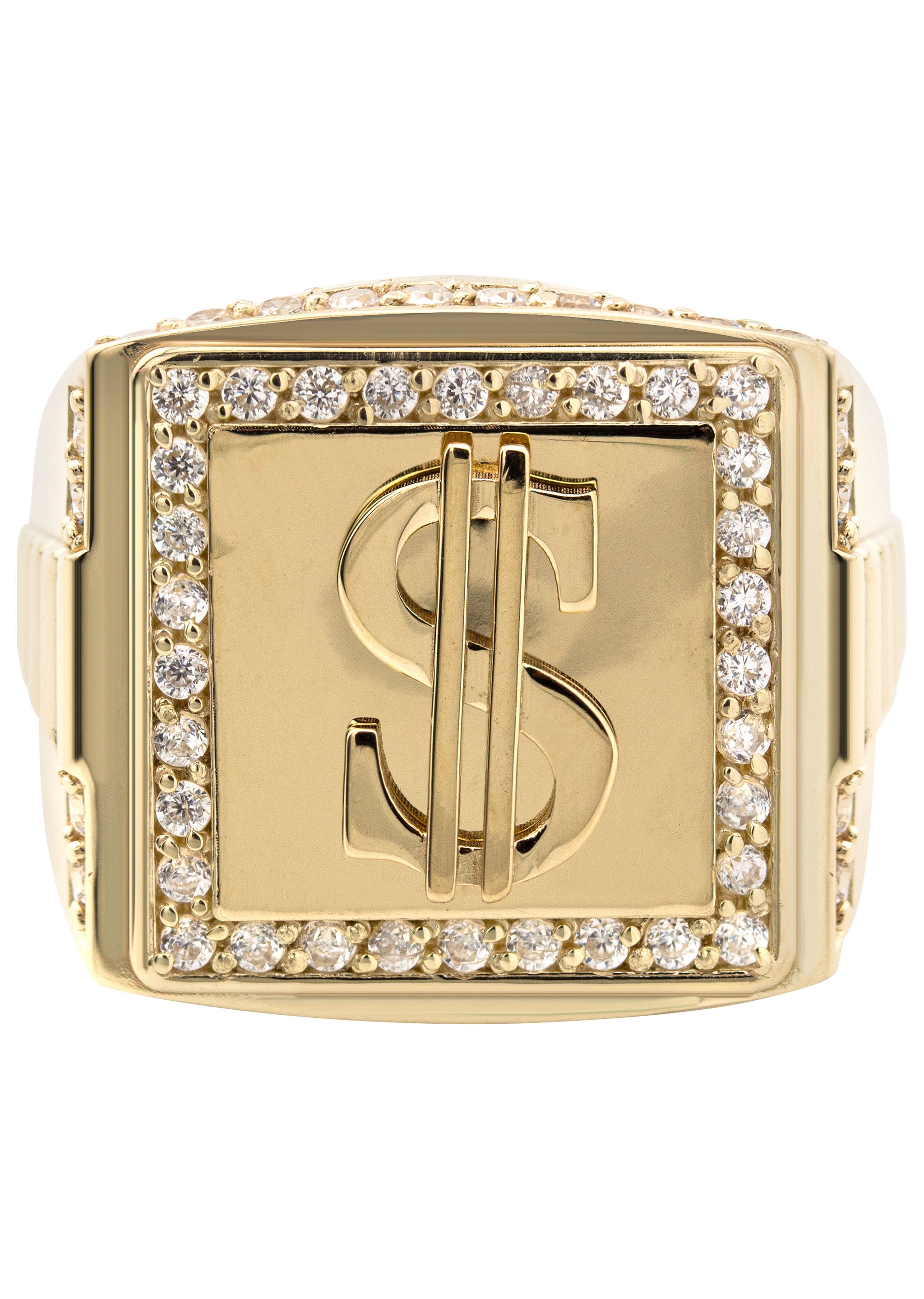 10K Gold Cz Money Sign Ring For Men Grams - Main Image