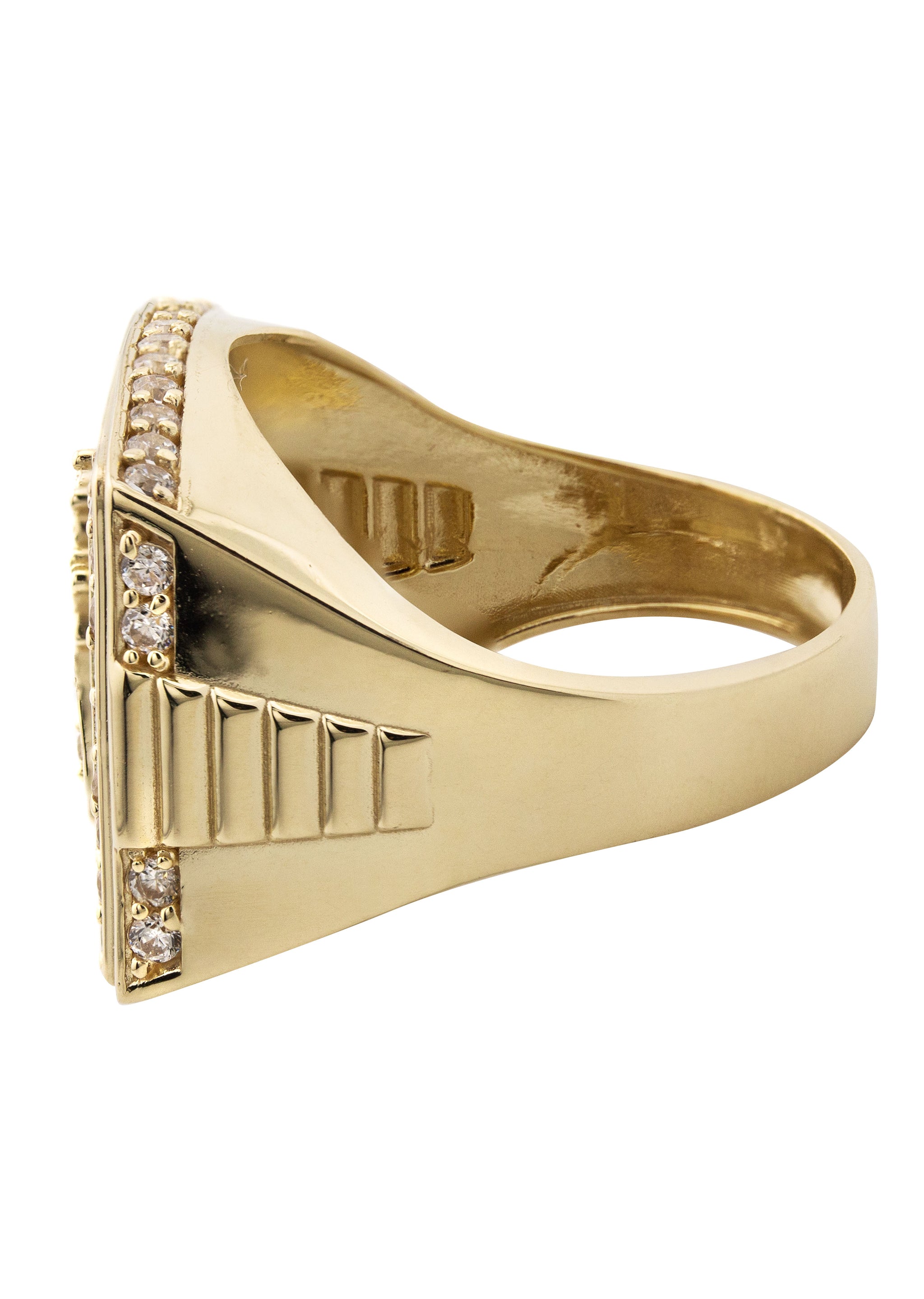 Bague En Or Jaune 10 Carats Avec Tête De Jésus Et Pierres CZ - Taille Moyenne, Neuf Avec Emballage, Marque Amjewelrynyc