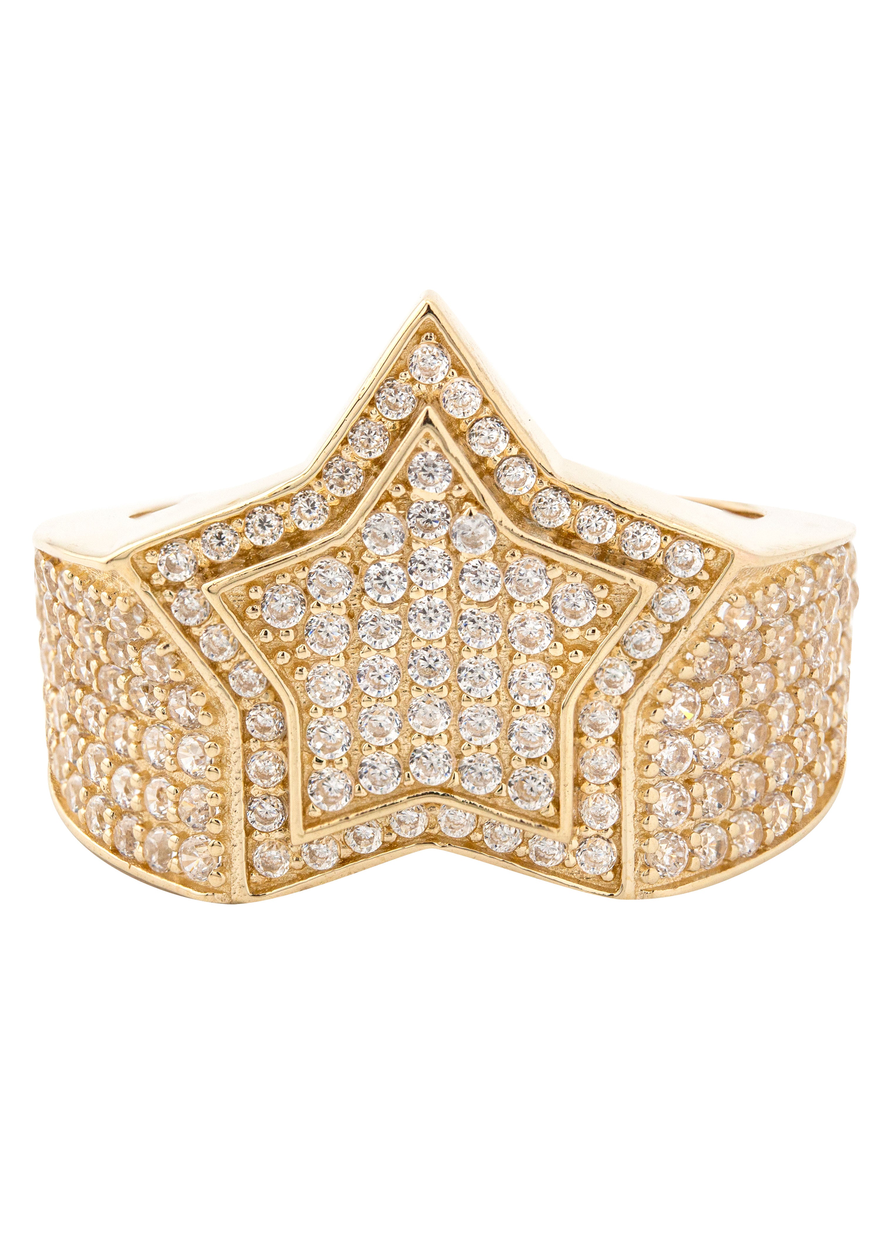 10Ｋゴールド50個 10K Gold Cz Star Ring For Men | 7 Grams