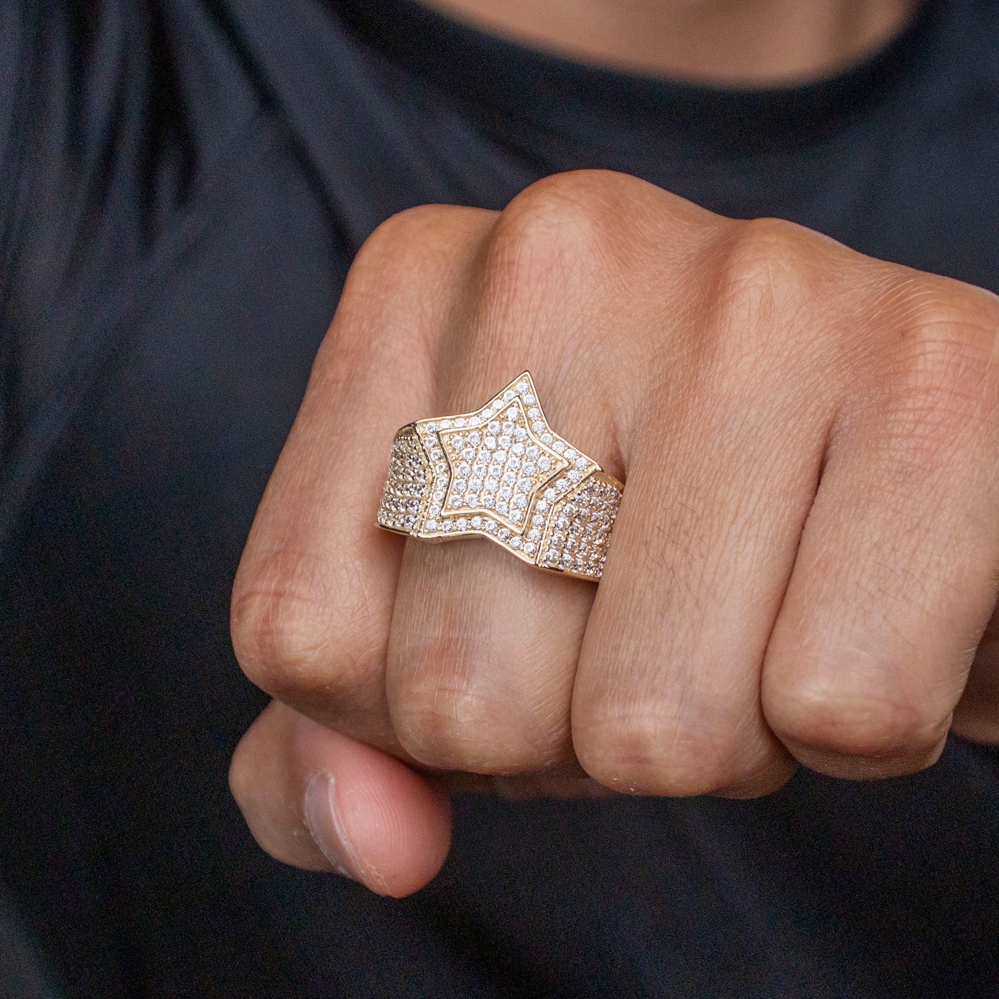10K Gold Cz Star Ring For Men Grams