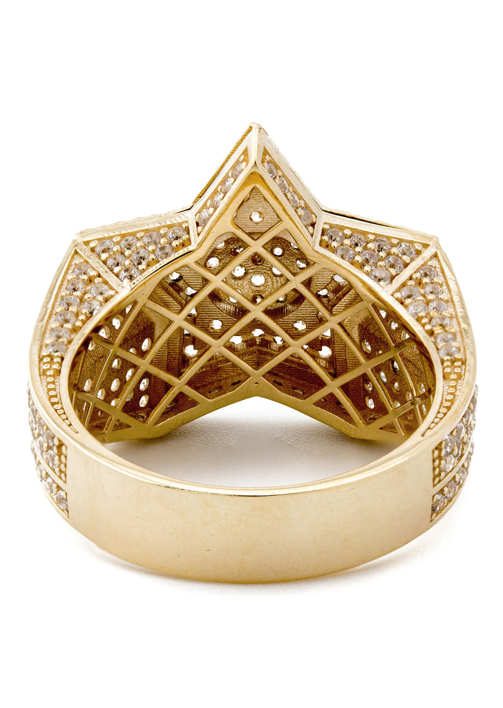 Pure Luxe Men's 21mm Star Ring – Stainless Steel, Gold PVD, Brilliant Cut CZ, Sizes 7-13
