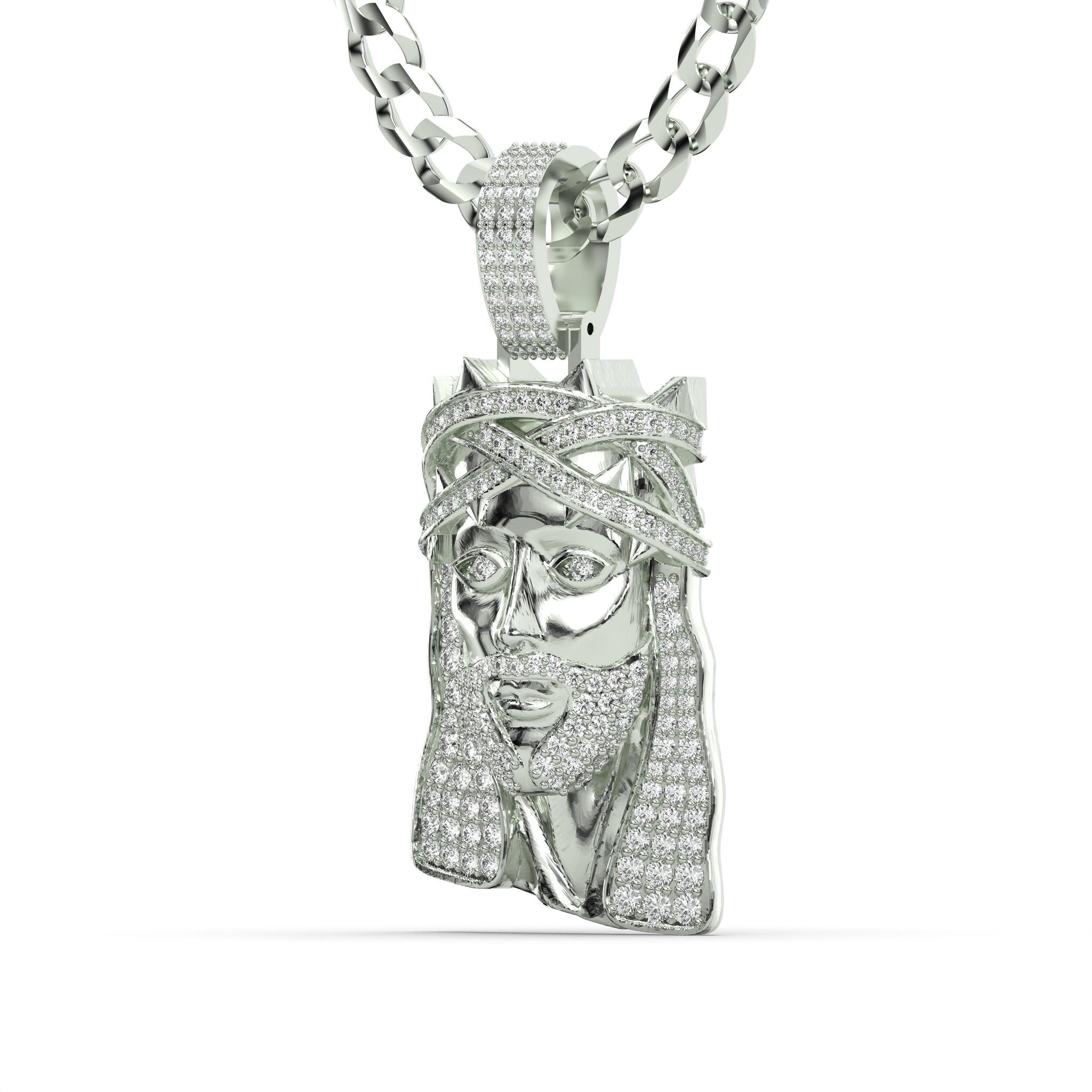 AMBUSH JESUS シルバーネックレス Men's White Gold VVS Lab Grown Diamond Customizable Jesus Necklace Pen