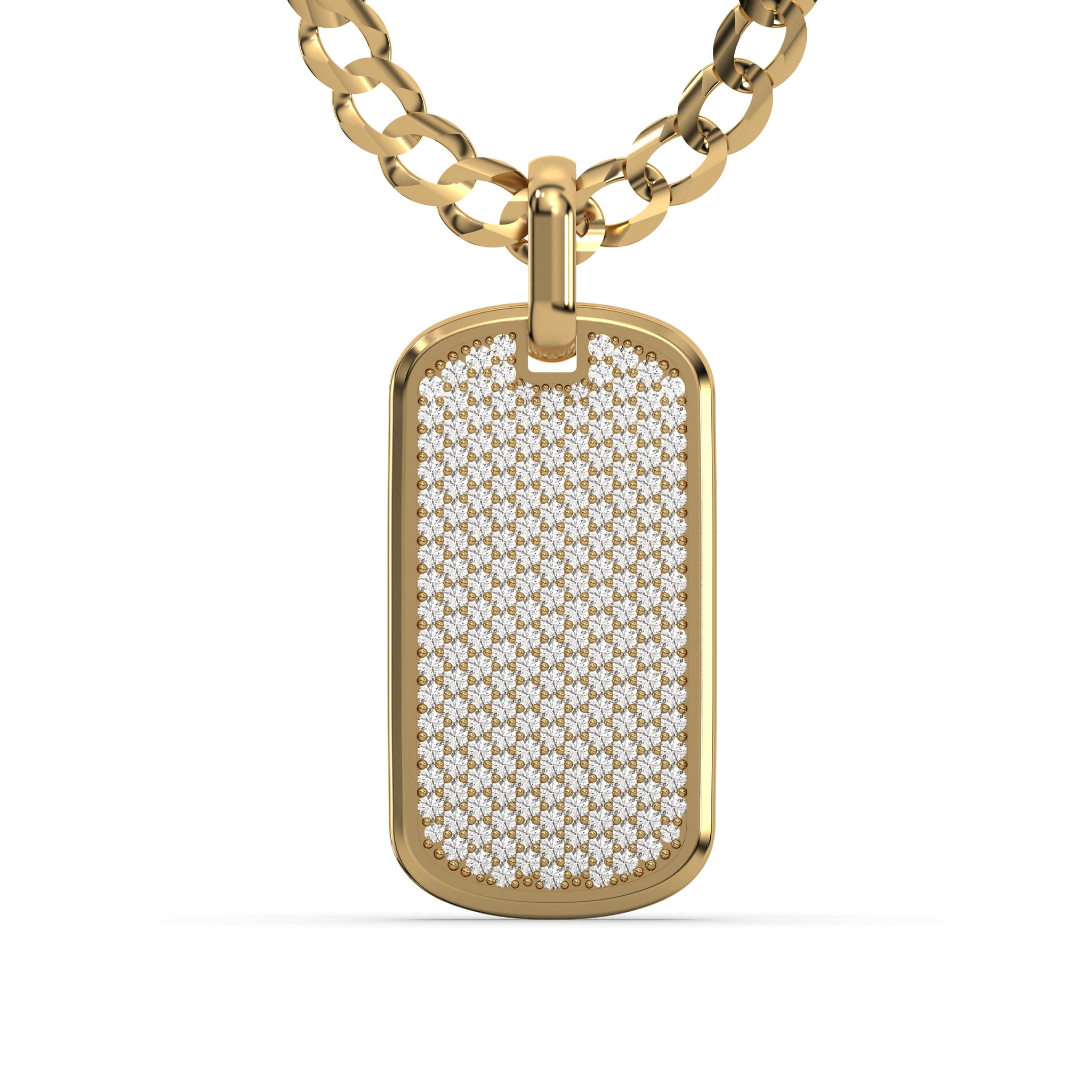 Men's VVS Lab Diamond Customizable Yellow Gold Dog Tag Necklace Pendan - Main Image