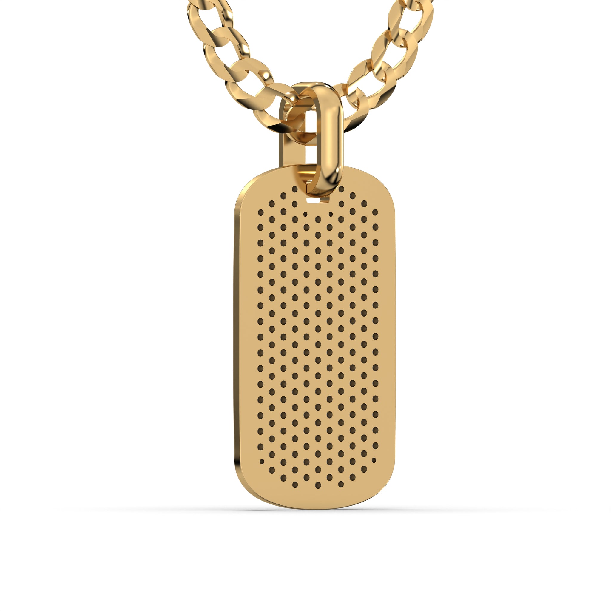 Men's VVS Lab Diamond Customizable Yellow Gold Dog Tag Necklace Pendan