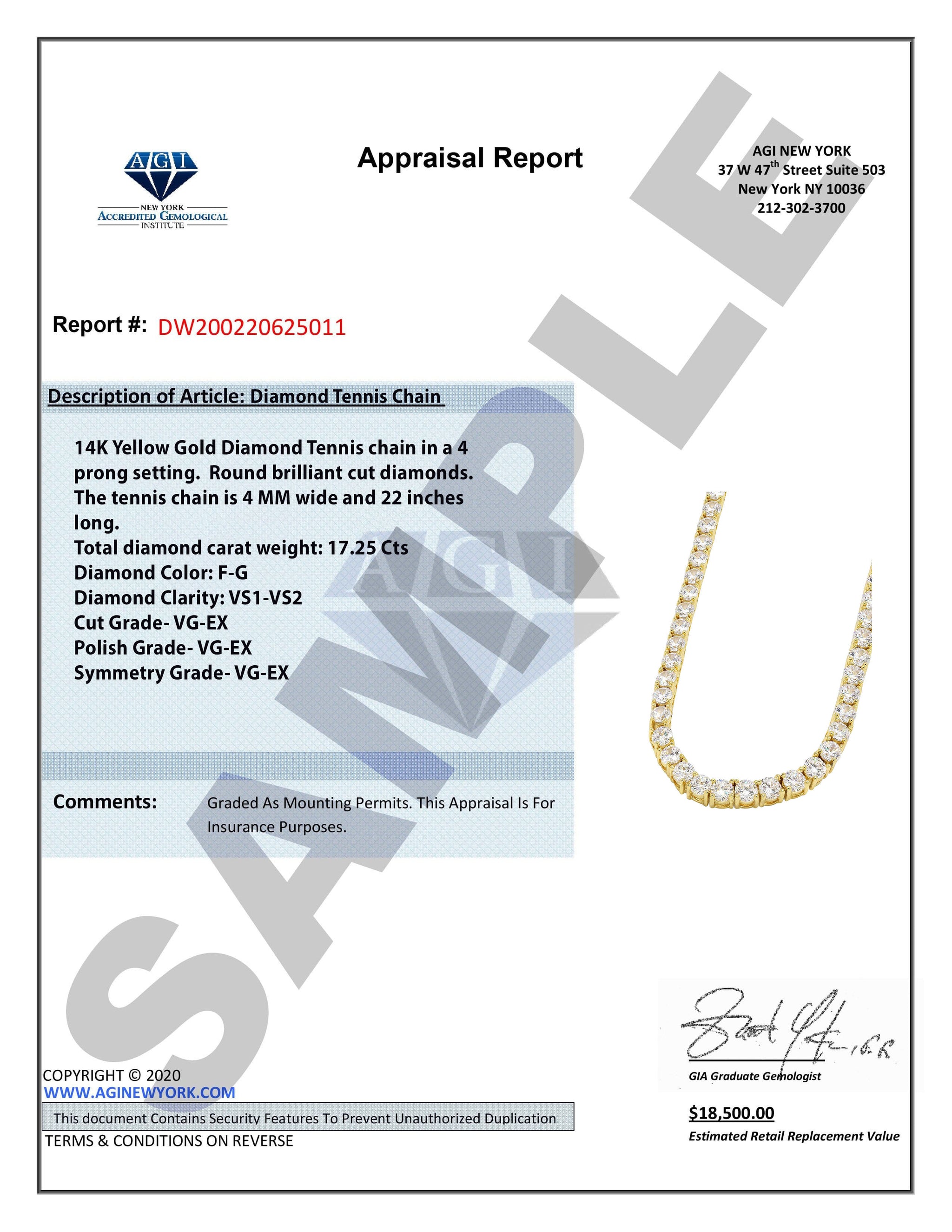 Mens Diamond Gold Tennis Chain