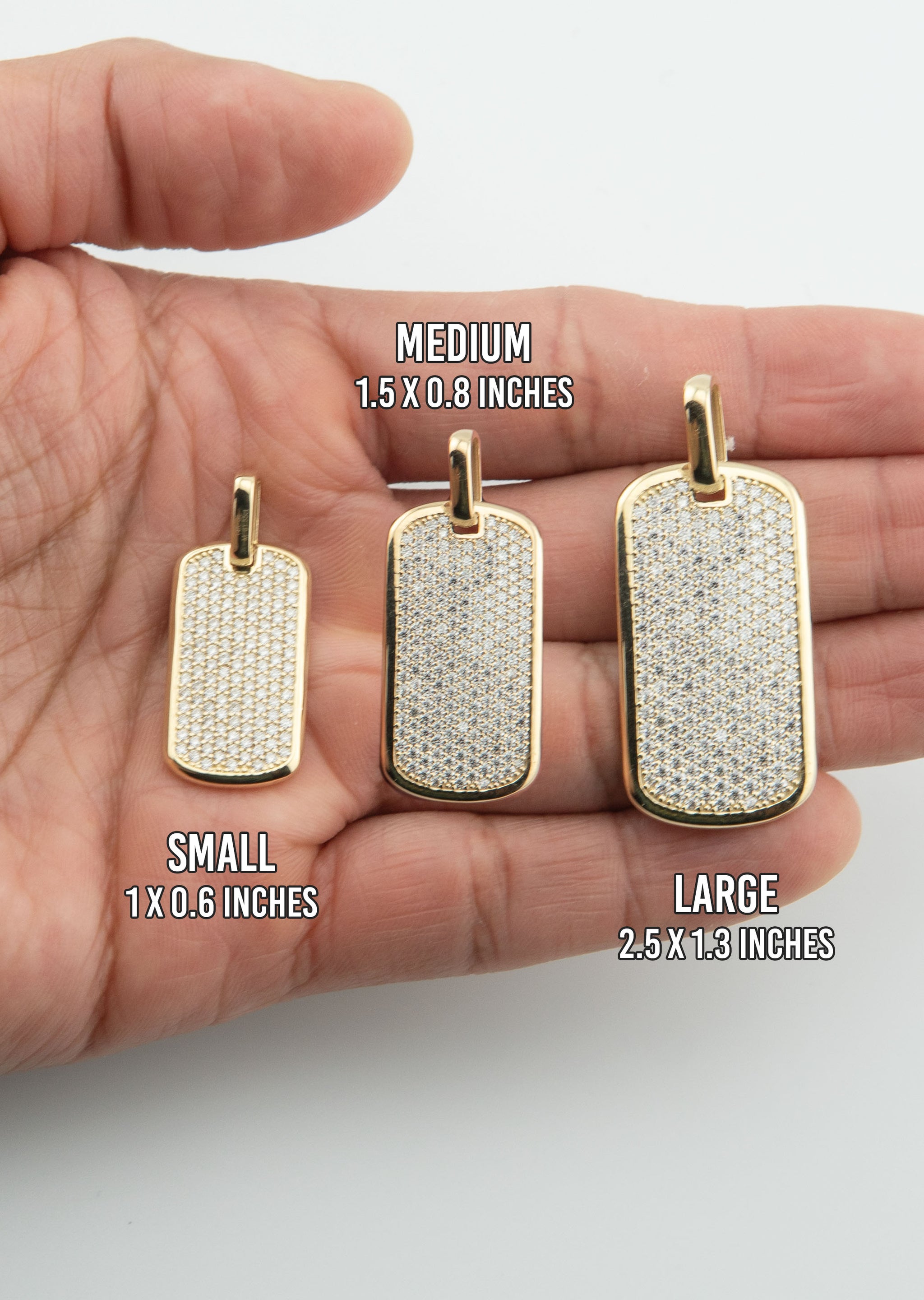 Men's VVS Lab Diamond Customizable Yellow Gold Dog Tag Necklace Pendan