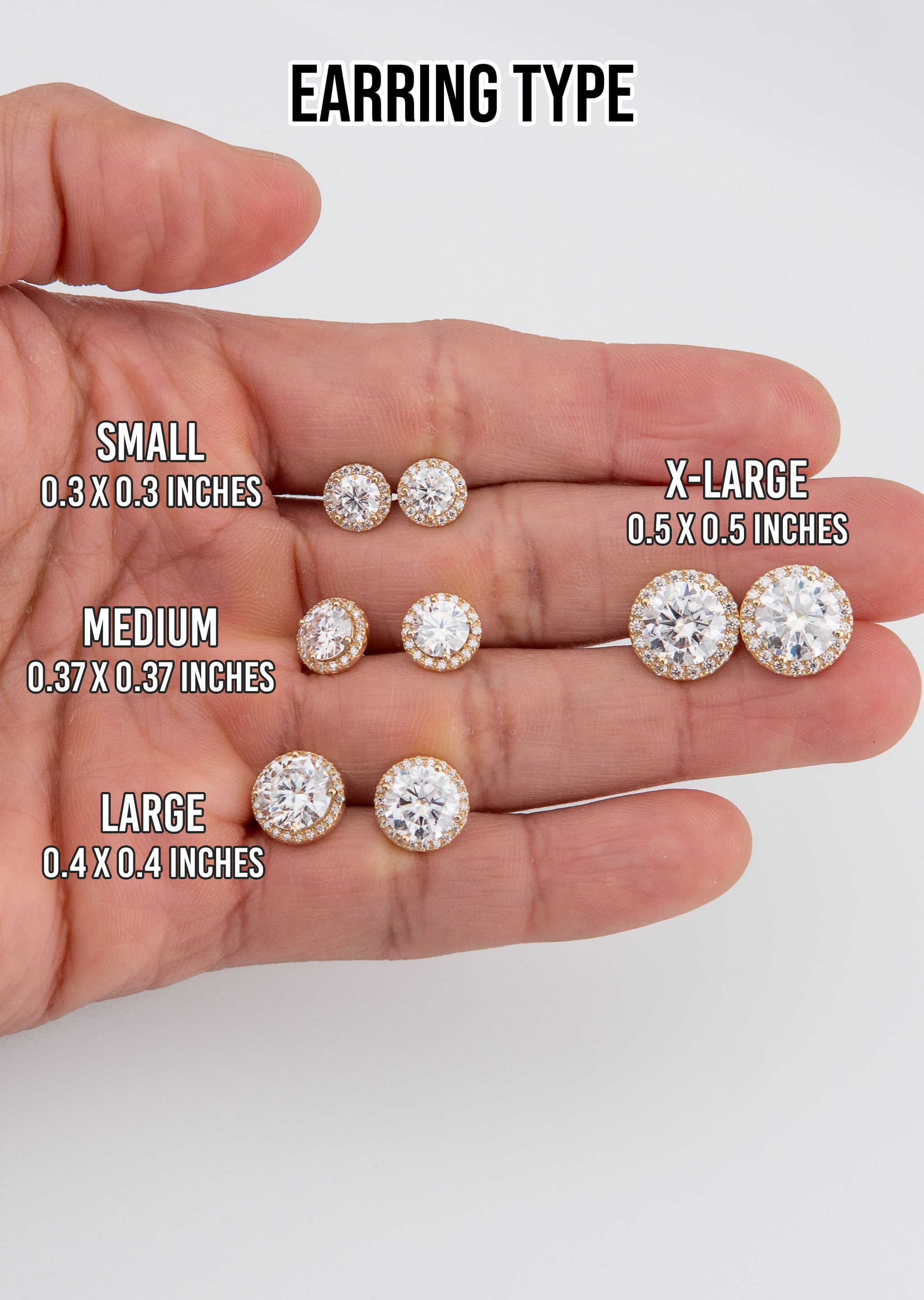 KRKC&CO Gold Plated Earrings For Men, 14K Gold Stud Earrings, Iced Out - View #5