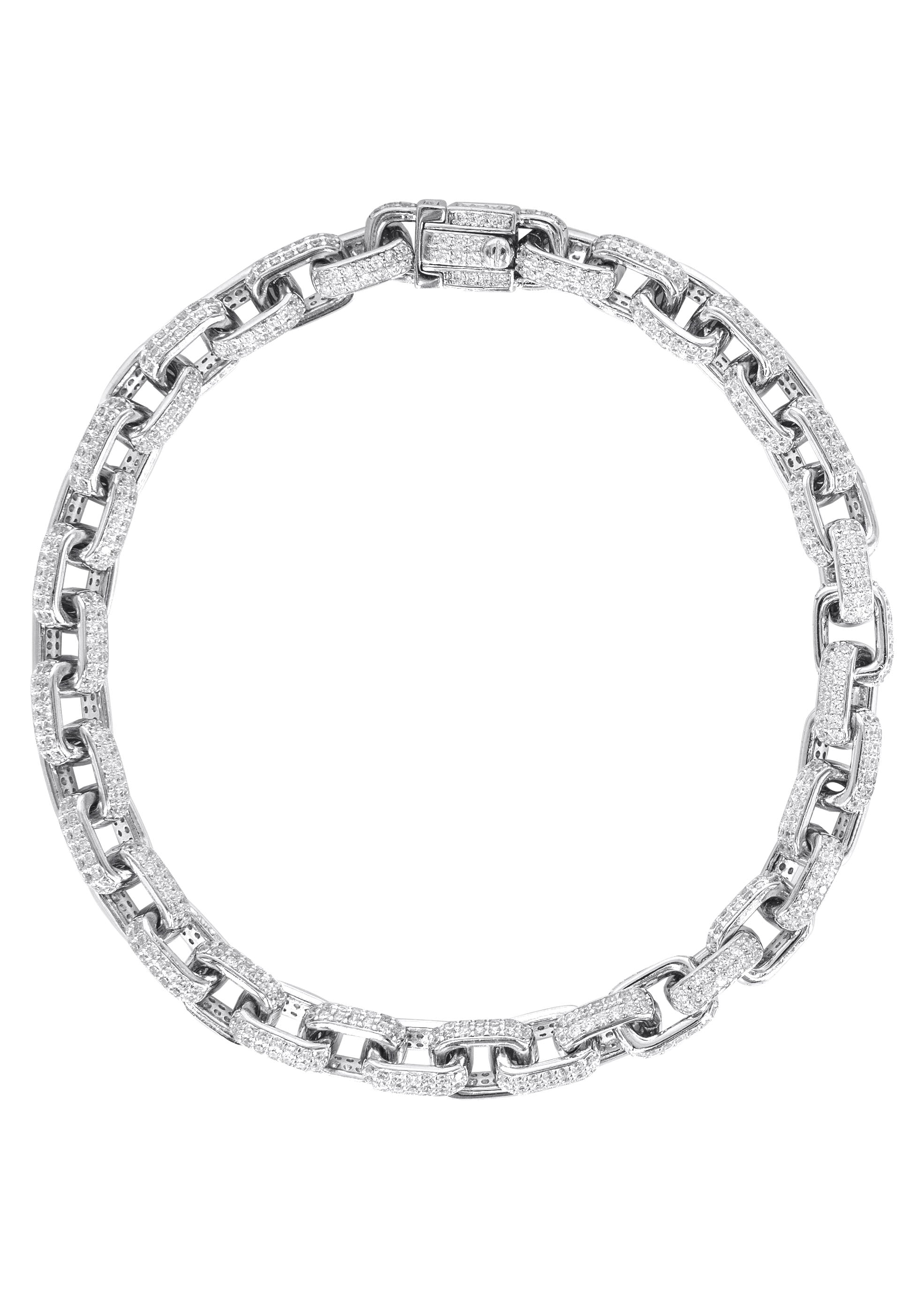 Silver White Iced Out Hermes Bracelet