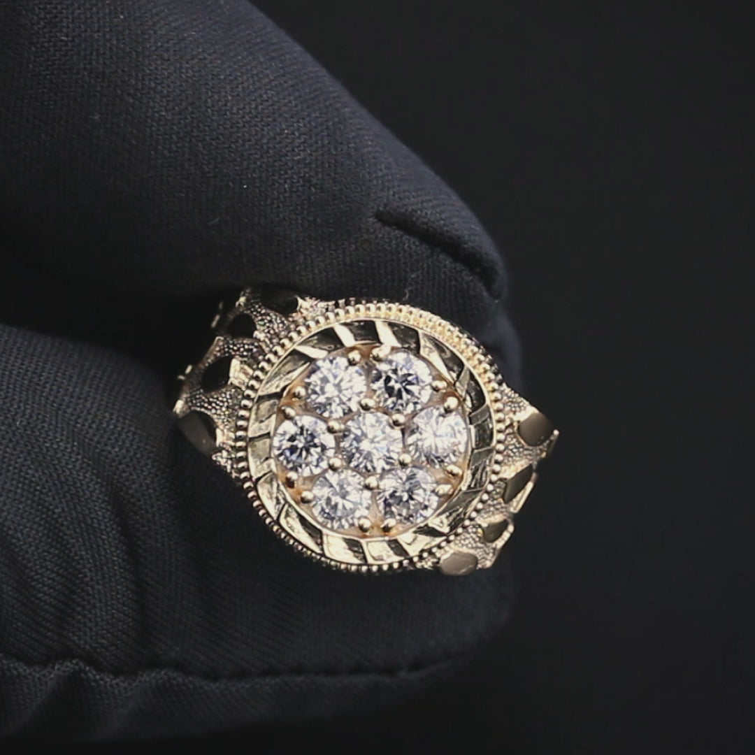 10K Gold Cz Nugget Ring For Men | 2.6 Grams
