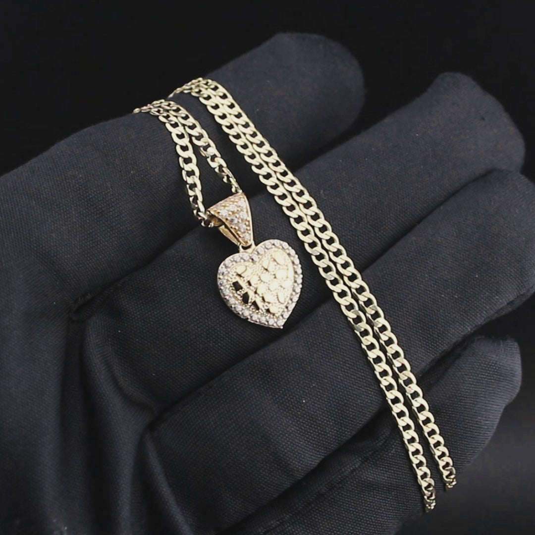 10K Yellow Gold Heart Nugget Necklace | Appx. 1.3 - 5.3 Grams