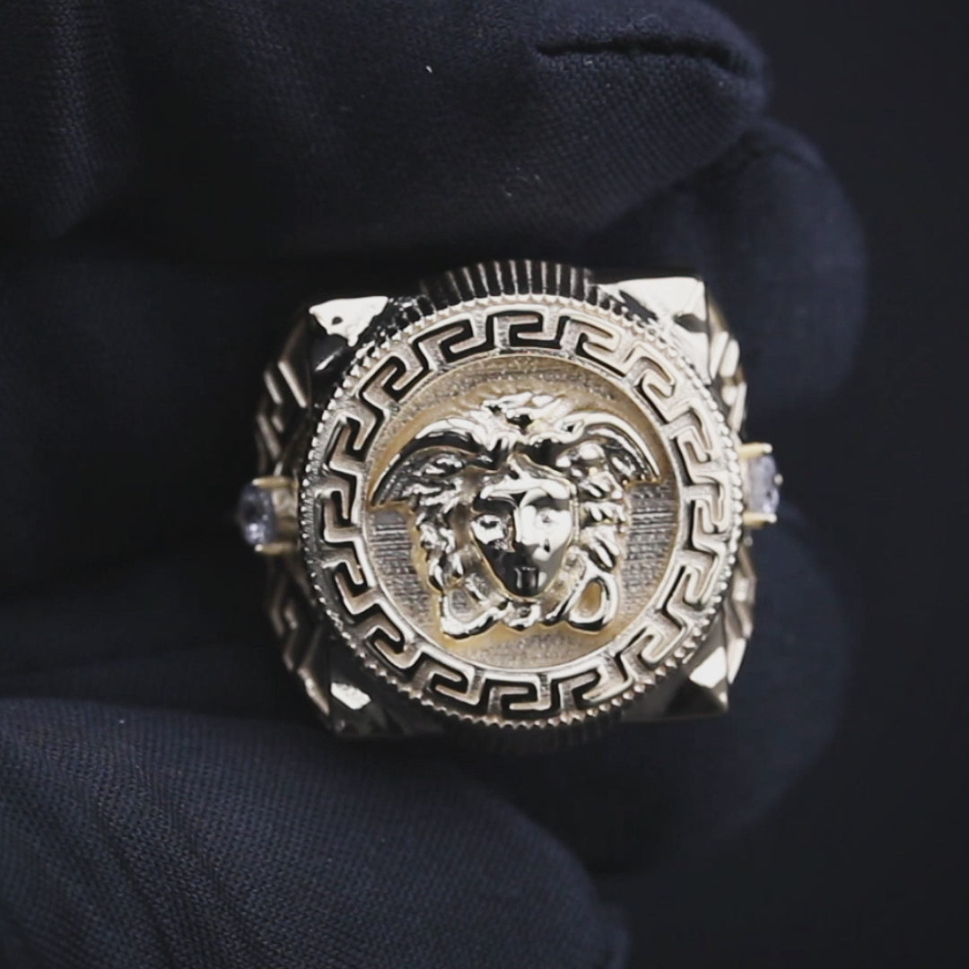10K Gold Medusa Pinky Ring For Men | 10 Grams