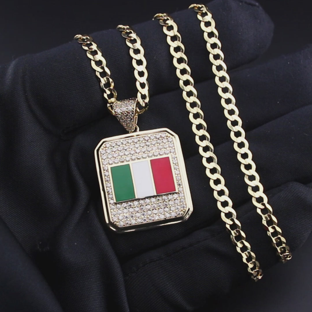 10K Yellow Gold Italy Flag Necklace | Appx. 5 - 12 Grams