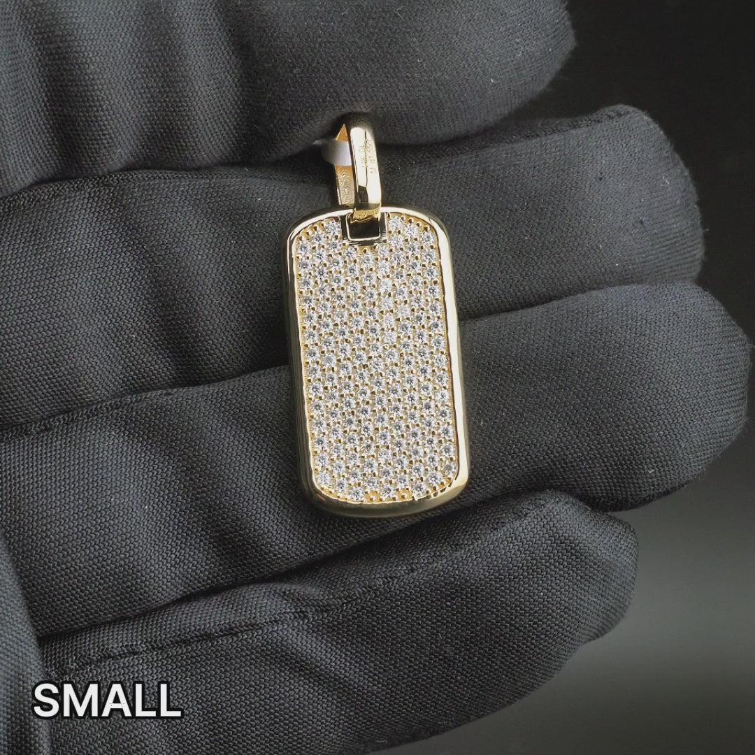 Men's VVS Lab Diamond Customizable Yellow Gold Dog Tag Necklace Pendan
