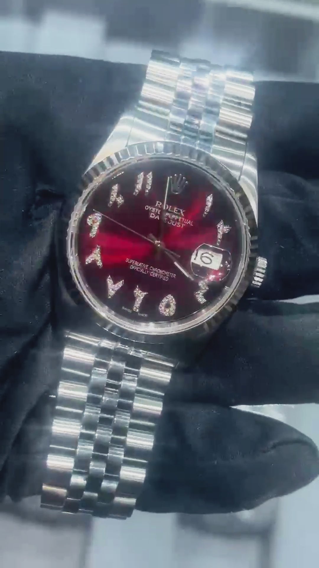 Mens Rolex Datejust Watch 16200 | Fluted Bezel | 36Mm | Red Black Arab