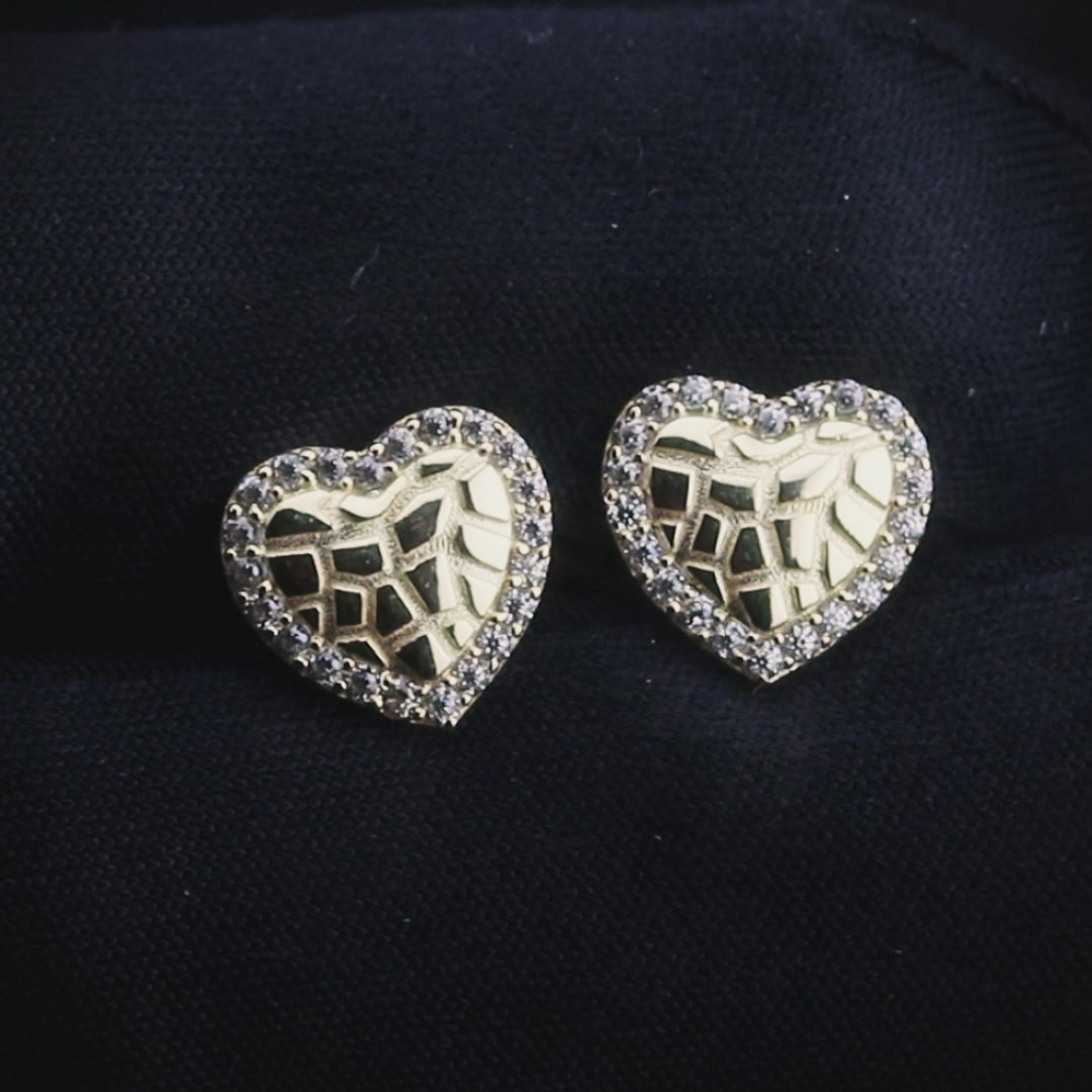 10K Gold Heart Nugget Earrings | Appx 0.4 Inches Wide | Style #73
