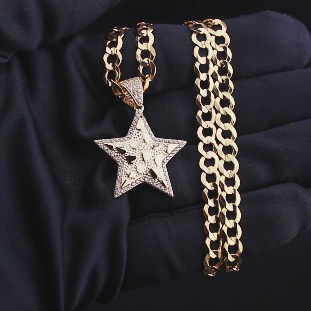 10K Yellow Gold Star Nugget Necklace | Appx. 3.2 - 17.2 Grams