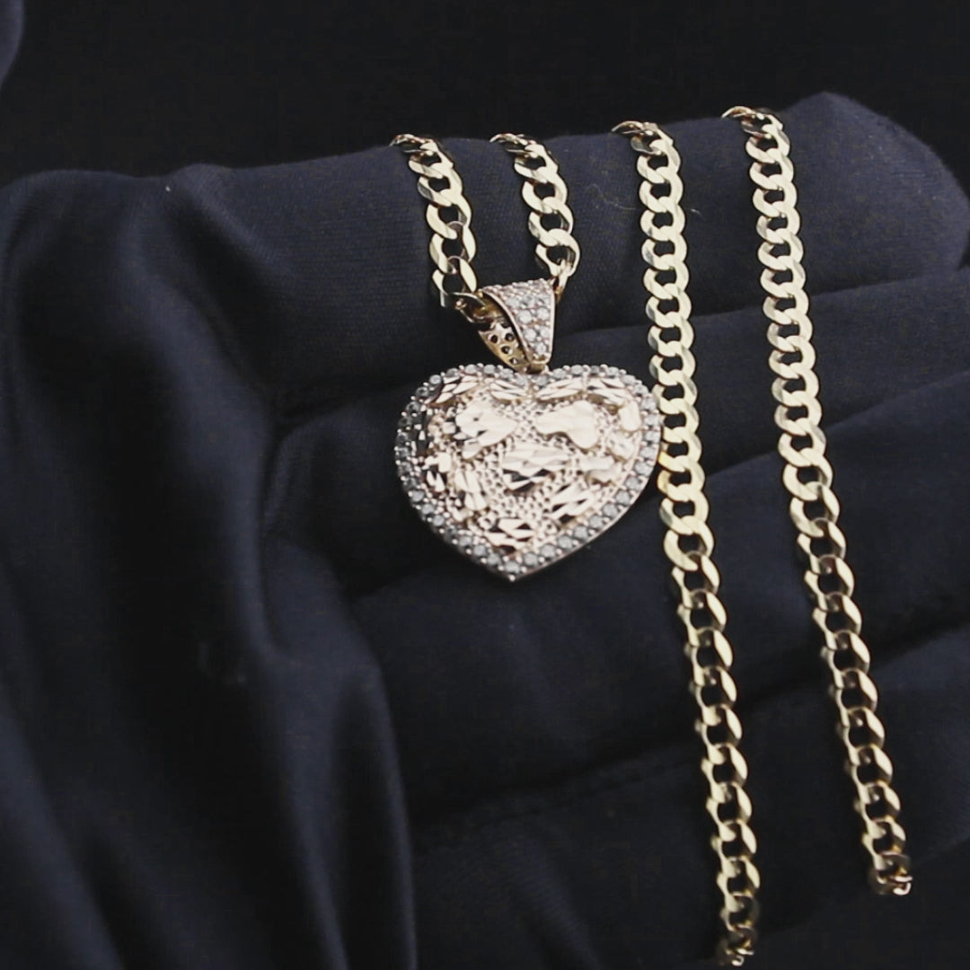 10K Yellow Gold Heart Nugget Necklace | Appx. 3.5 - 10.5 Grams