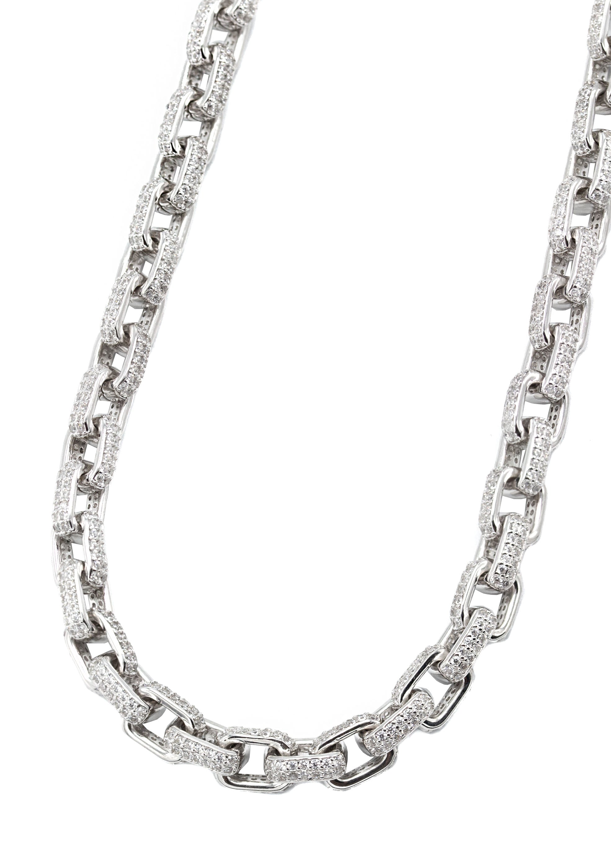 Silver Chain Iced Out Hermes Chain Silver