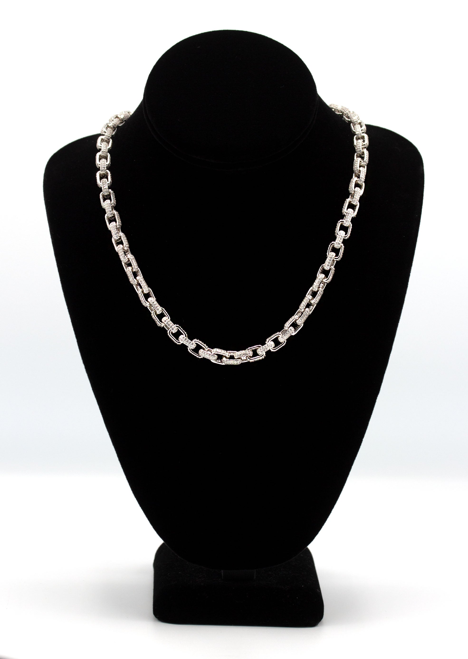 Silver Chain - Iced Out Hermes Chain Silver