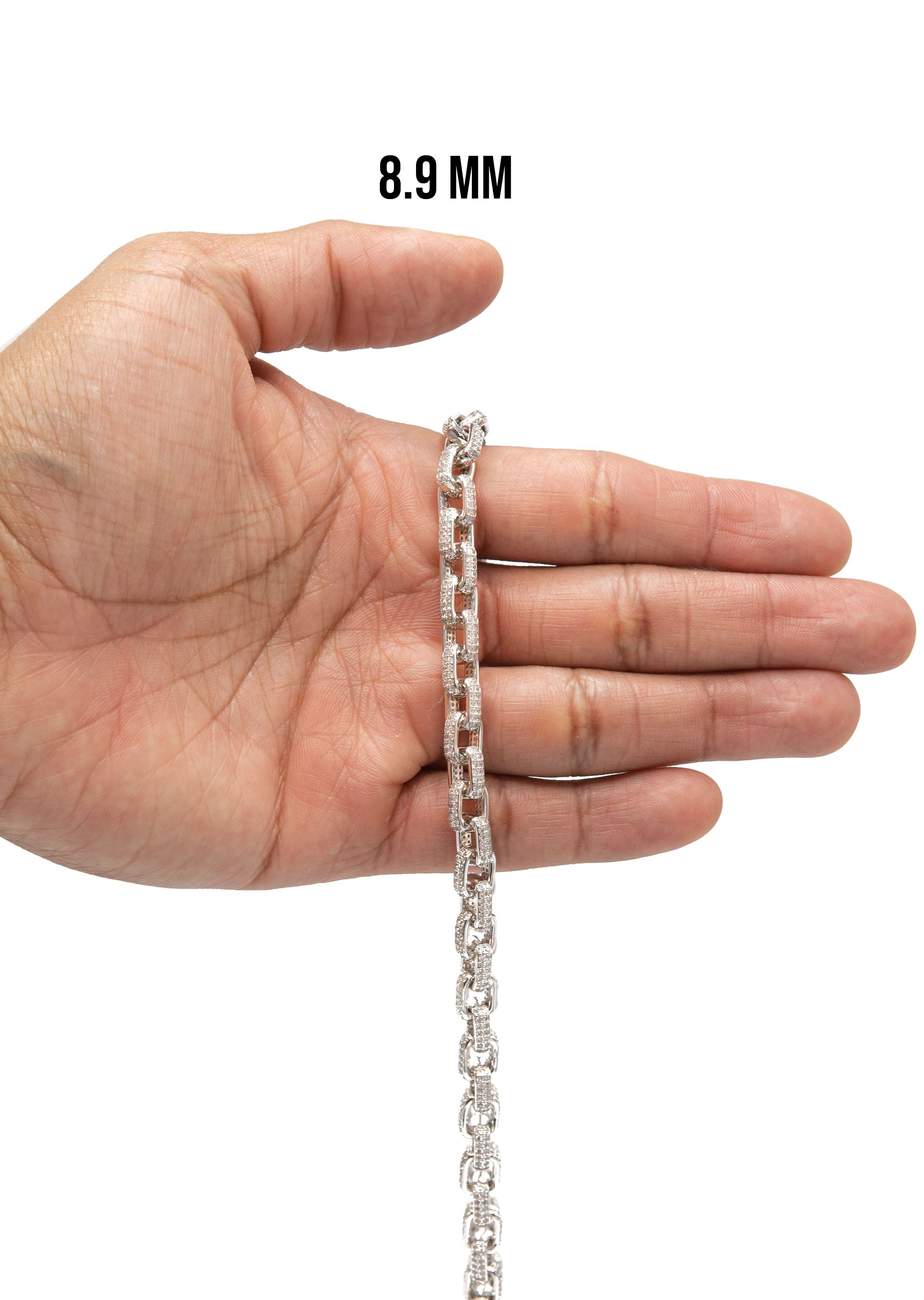 Silver Chain Iced Out Hermes Chain Silver