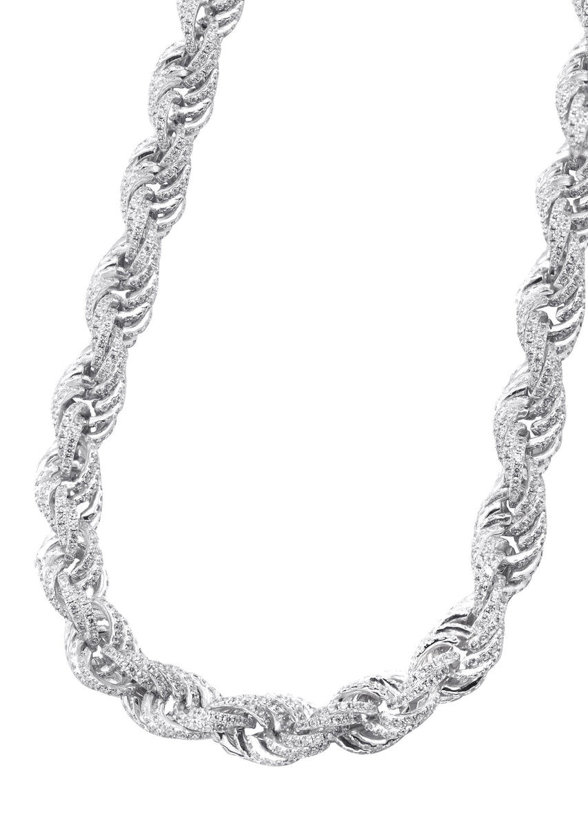 Silver Chain - Silver Iced Out Rope Chain