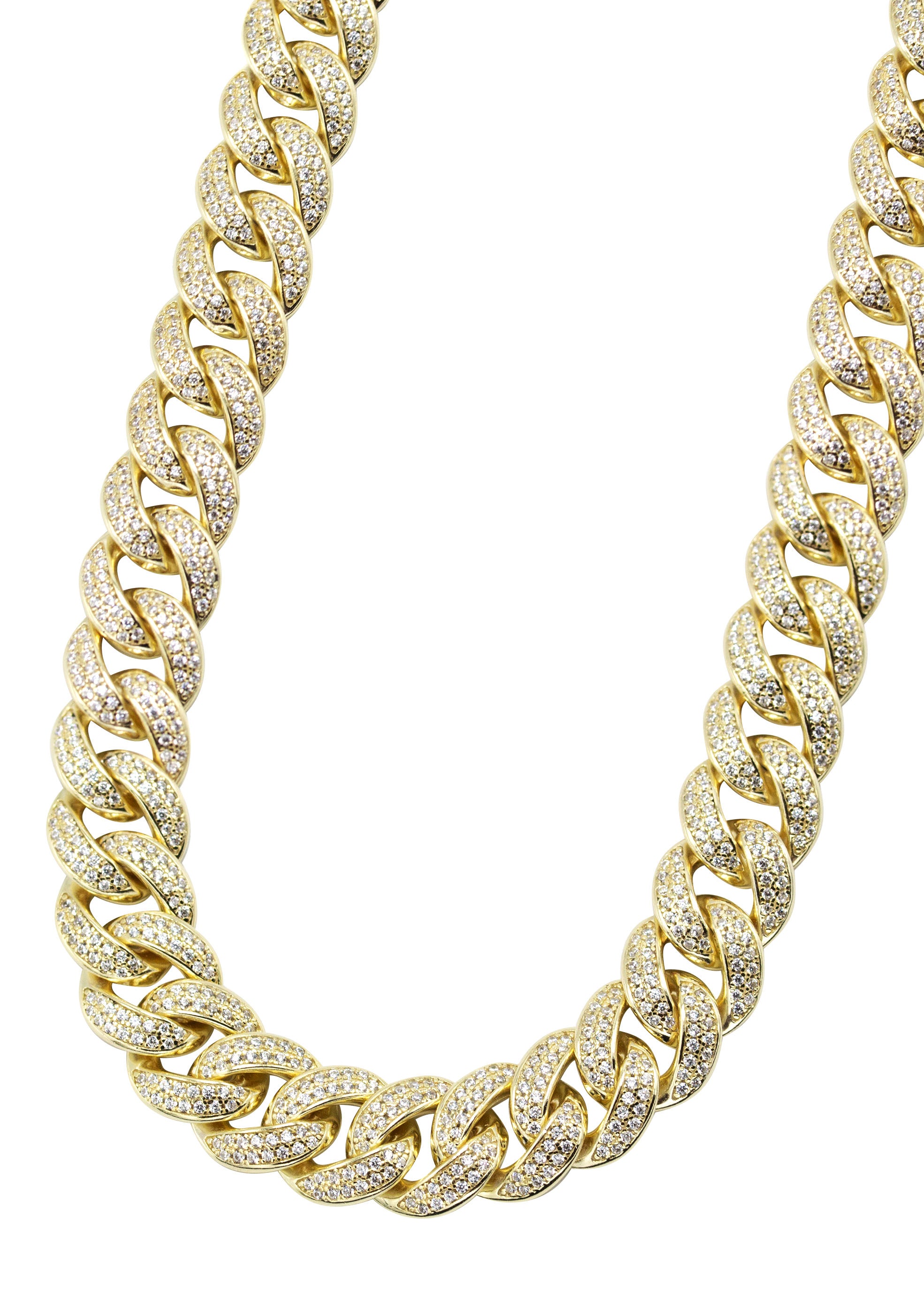 Silver Chain - Gold Double Row Iced Out Miami Cuban Link Chain