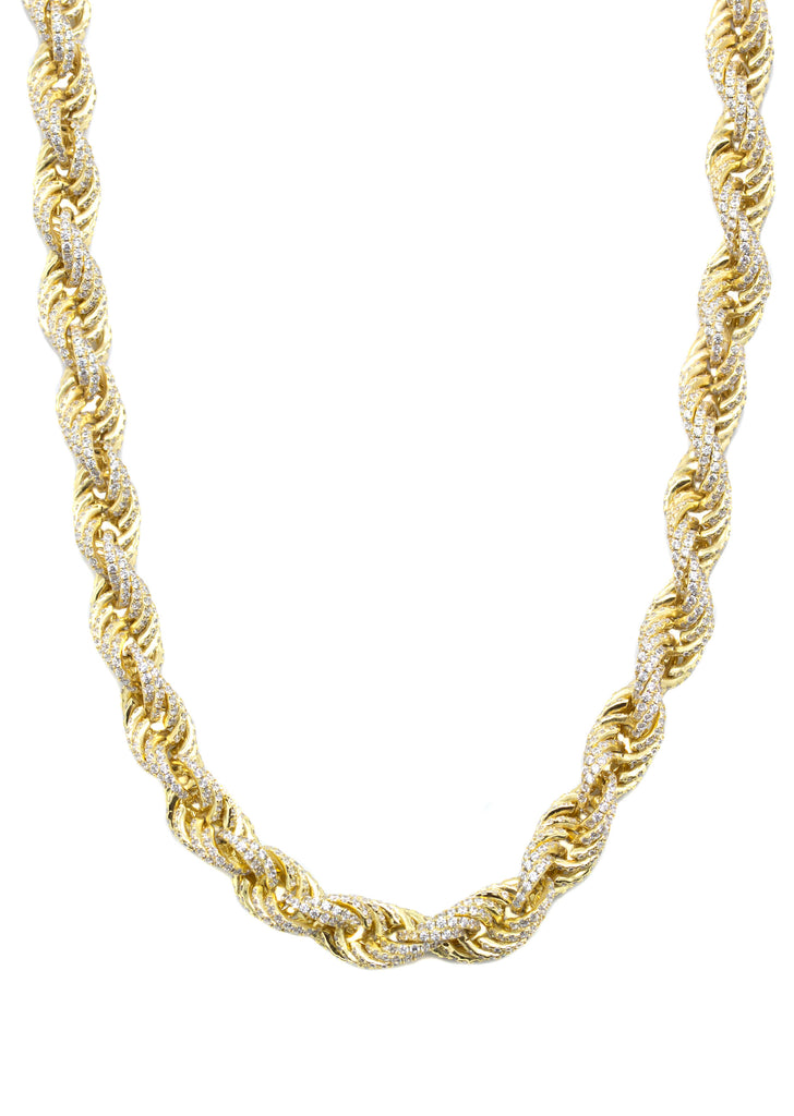 Silver Chain - Gold Iced Out Rope Chain