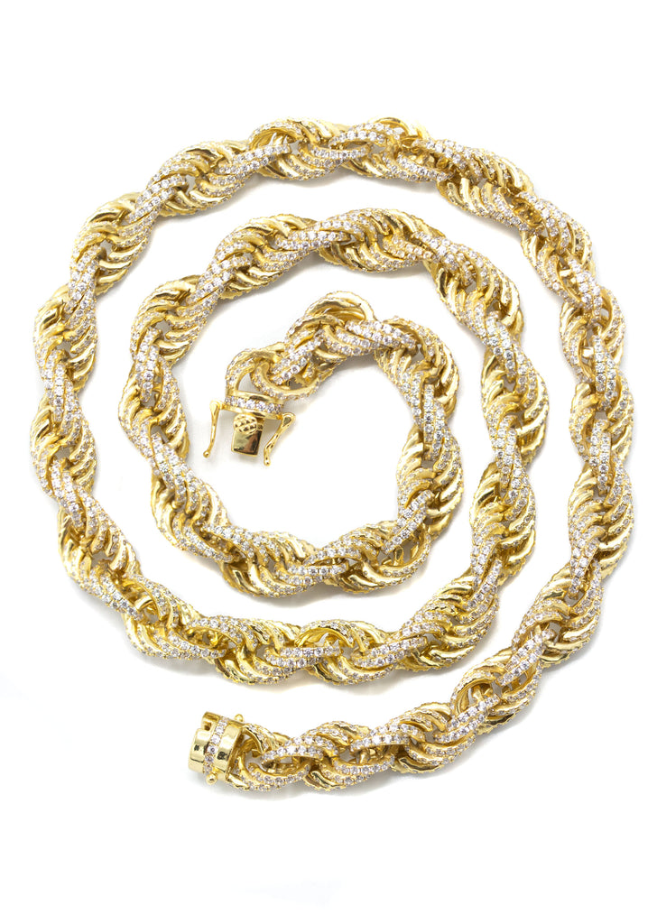 Silver Chain - Gold Iced Out Rope Chain