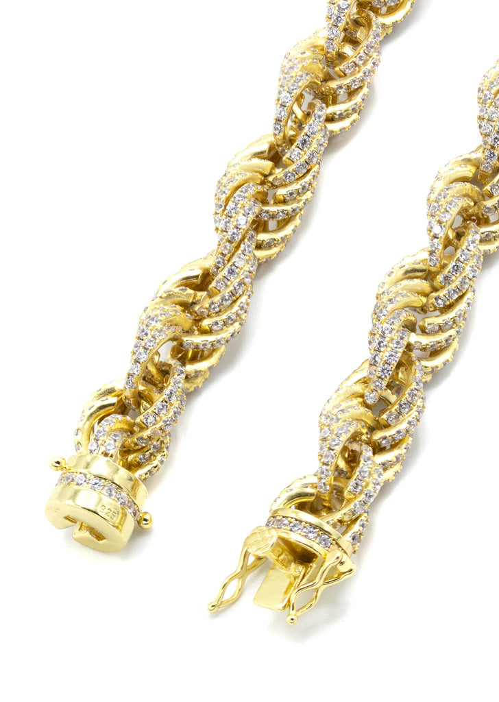 Silver Chain - Gold Iced Out Rope Chain