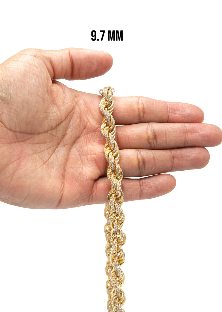 Silver Chain - Gold Iced Out Rope Chain