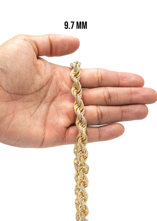 Silver Chain - Gold Iced Out Rope Chain