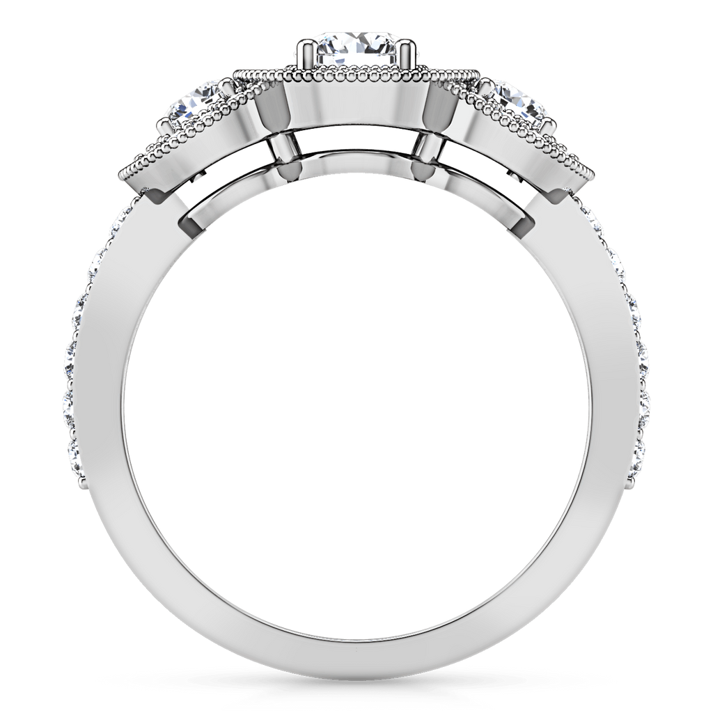 Round Diamond Three Stone Engagement Ring Giselle 14K White Gold engagement rings imaginediamonds 