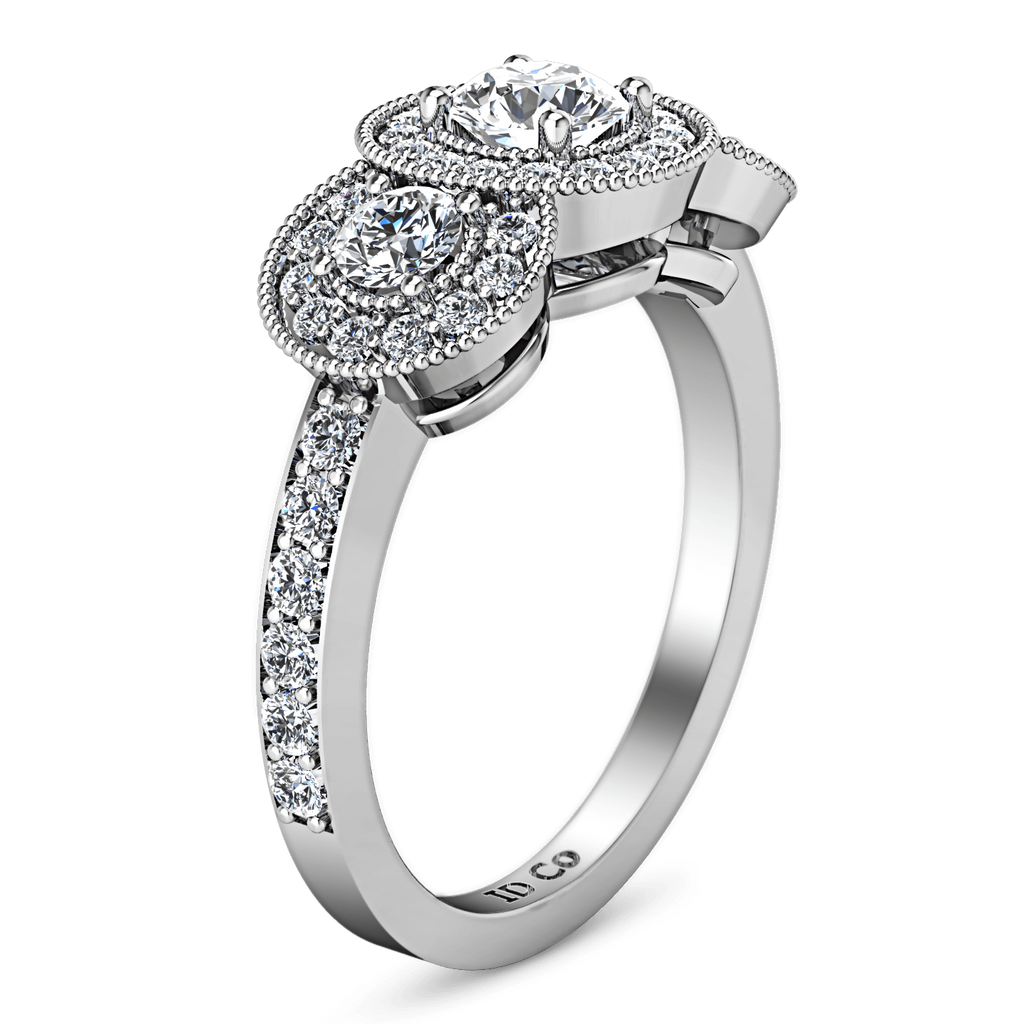 Round Diamond Three Stone Engagement Ring Giselle 14K White Gold engagement rings imaginediamonds 