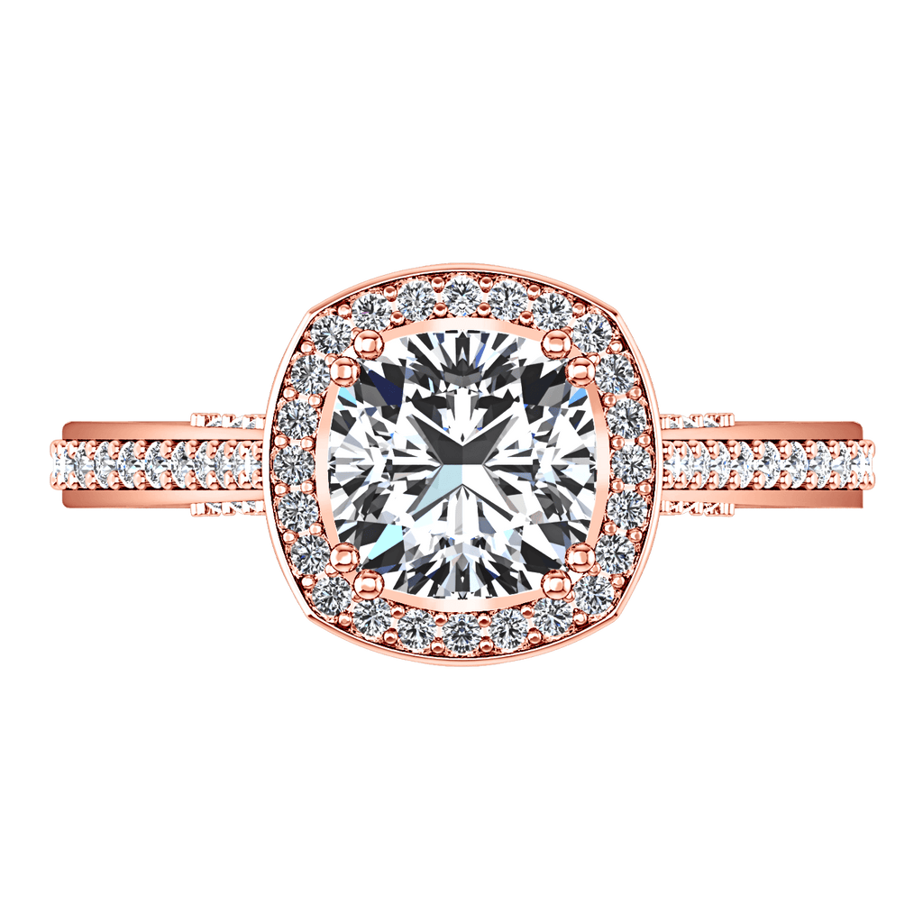 Halo Diamond Cushion Cut Engagement Ring Coco 14K Rose Gold engagement rings imaginediamonds 