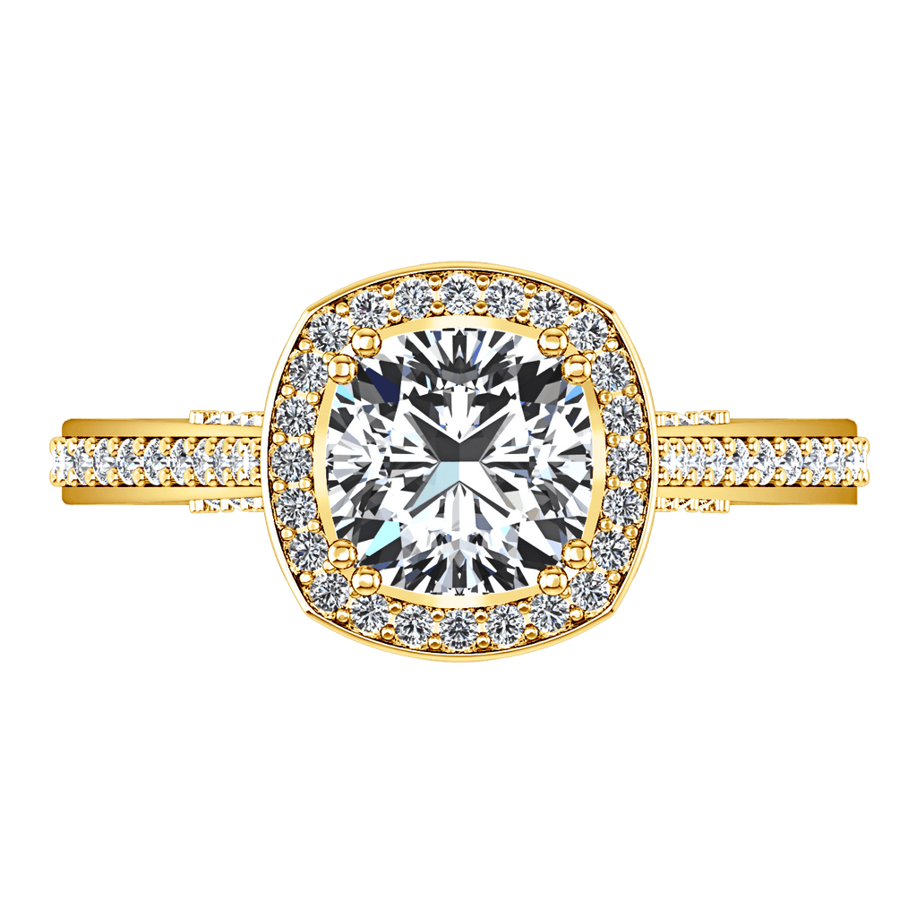 Halo Diamond Cushion Cut Engagement Ring Coco 14K Yellow Gold engagement rings imaginediamonds 
