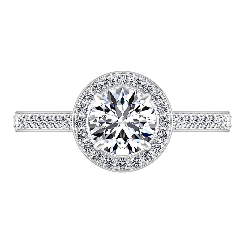 Round Diamond Halo Engagement Ring Violet 14K White Gold engagement rings imaginediamonds 