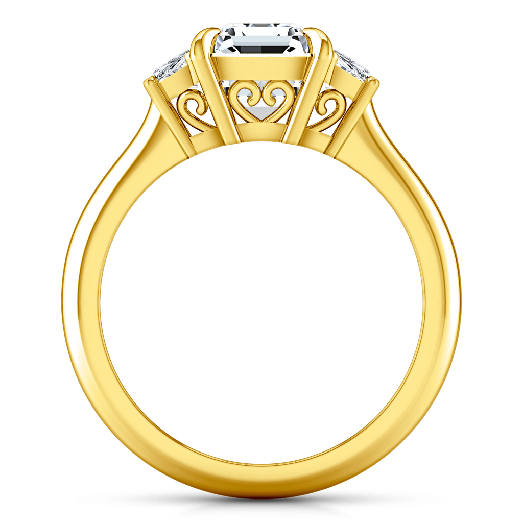 Three Stone Diamond Cushion Cut Engagement Ring Celesse 14K Yellow Gold engagement rings imaginediamonds 
