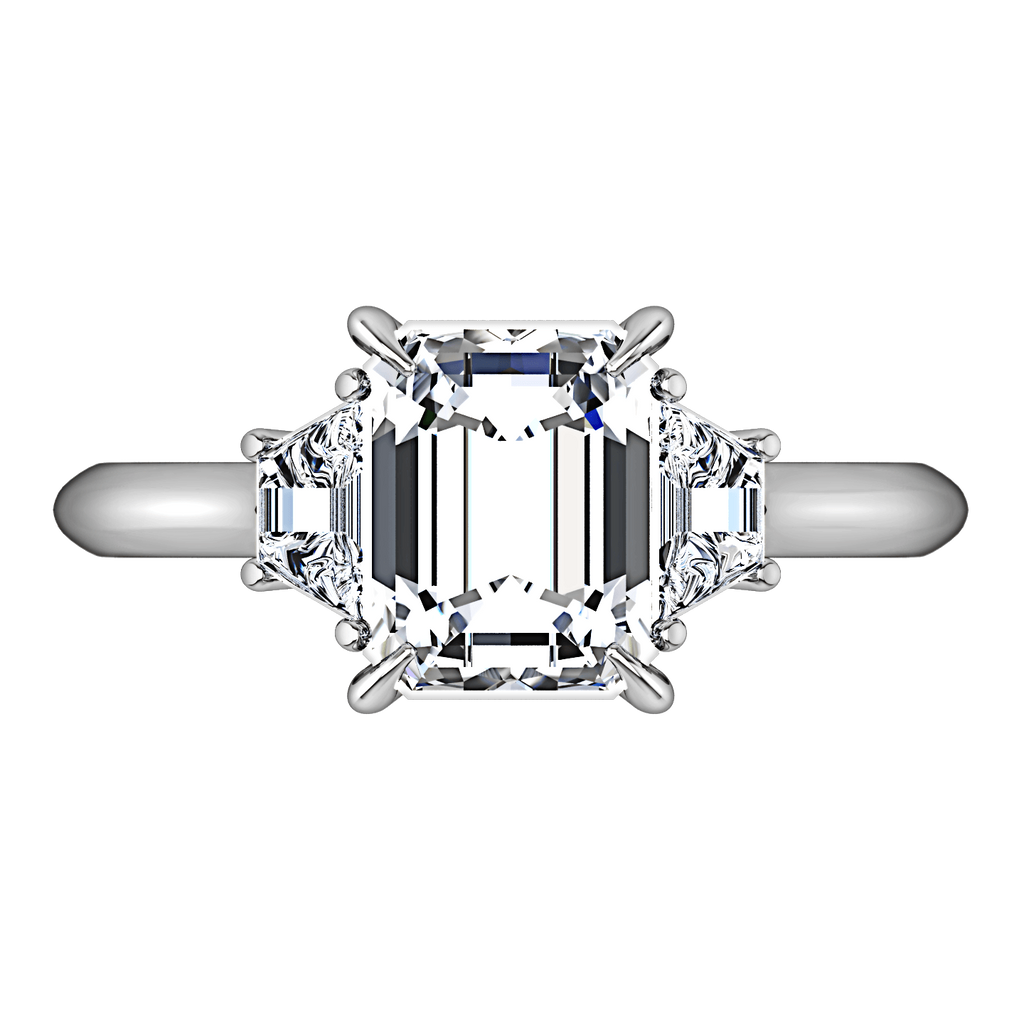 Three Stone Cushion Cut Diamond Engagement Ring Celesse 14K White Gold engagement rings imaginediamonds 
