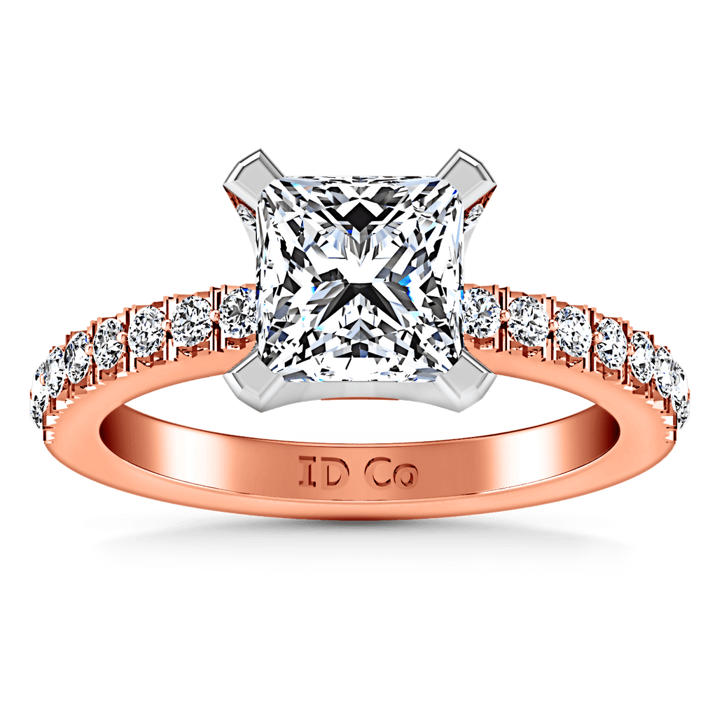 Pave Diamond Princess Cut Engagement Ring Prima 14K Rose Gold engagement rings imaginediamonds 