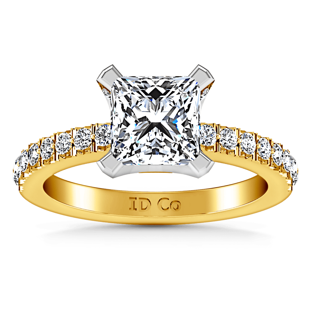 Pave Princess Cut Engagement Ring Prima 14K Yellow Gold engagement rings imaginediamonds 