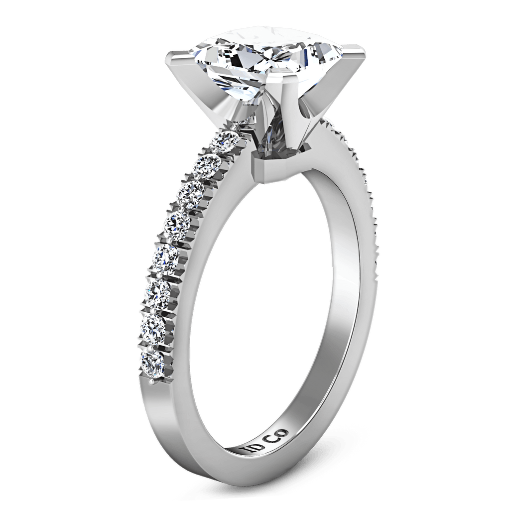 Pave Princess Cut Diamond Engagement Ring Prima 14K White Gold engagement rings imaginediamonds 